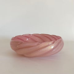 Rare Archimede Seguso Pink OPALINE SFUMATA Oro Murano Glass LOTUS Petal Rim
