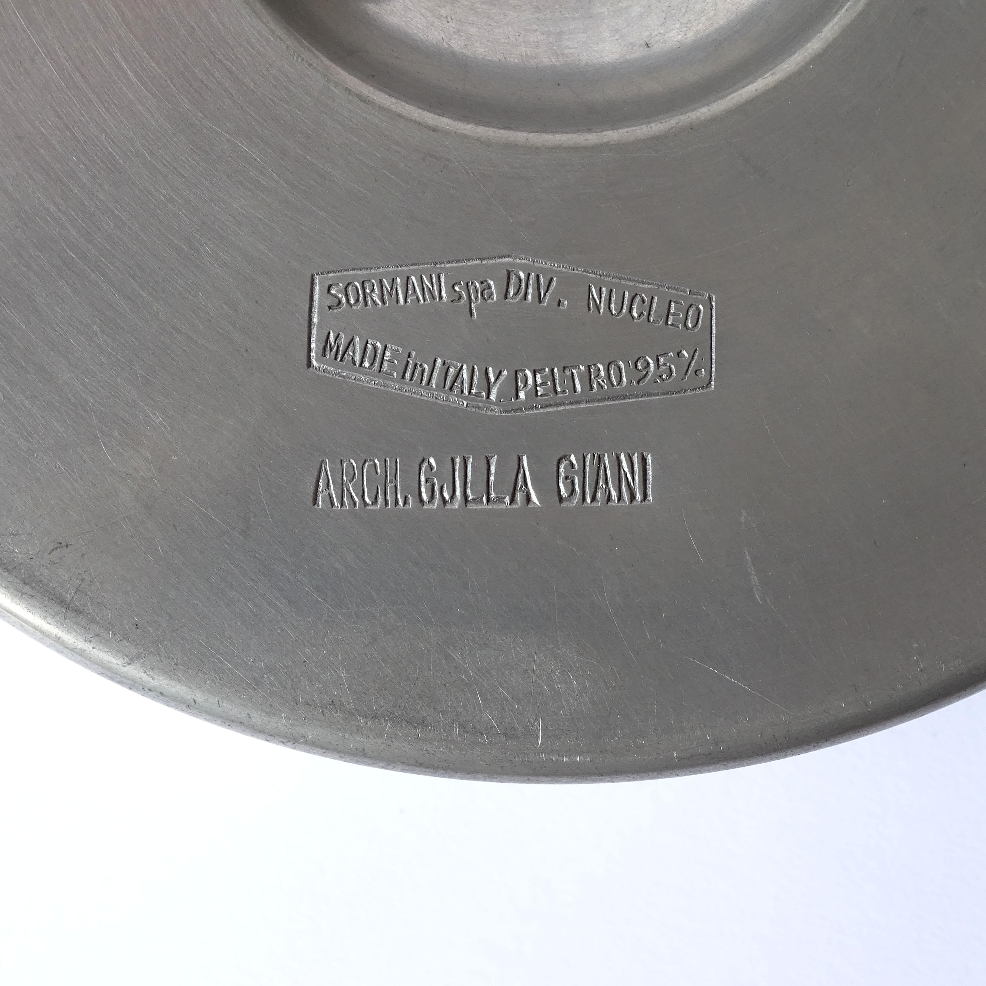 Raro cenicero de peltre Gjlla Giani para Sormani Nucleo, Italia Años 70 en Excelente estado para la venta en Milan, IT