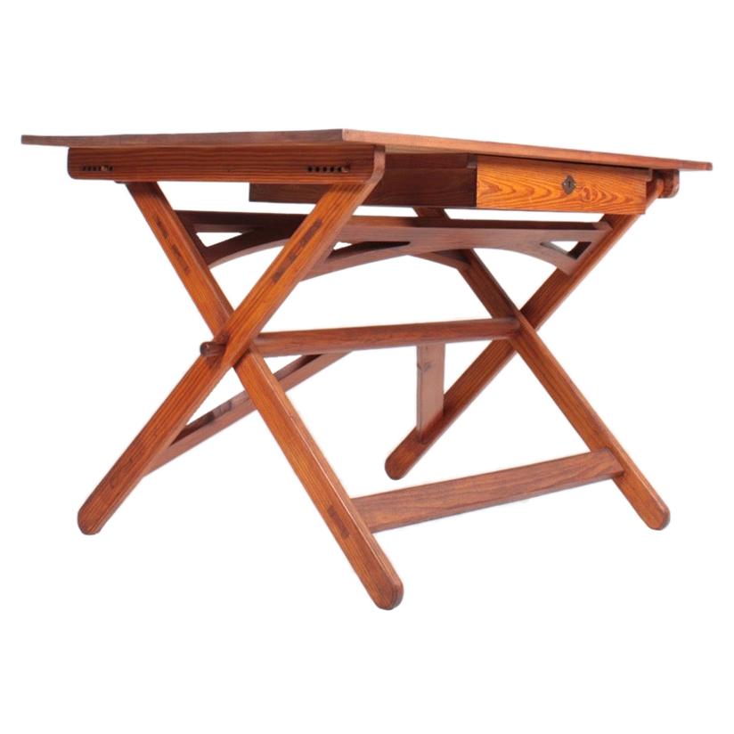 Rare Architect Table in Patinated Pine by Nartin Nyrop for Rud Rasmussen