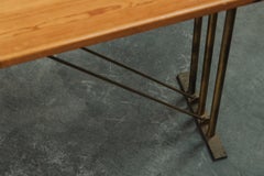 Rare Architect's Console In Pine and Brass From Italy, Circa 1960