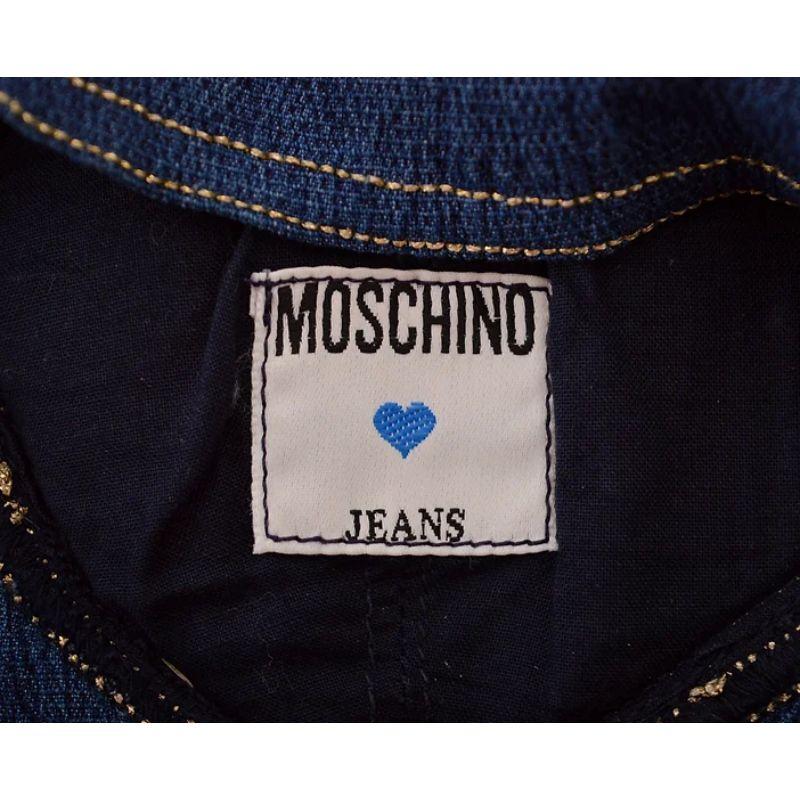 Rare Archival 1990's Moschino Beaded Cowboy Moc Denim Rodeo Bralet Crop Top For Sale 2
