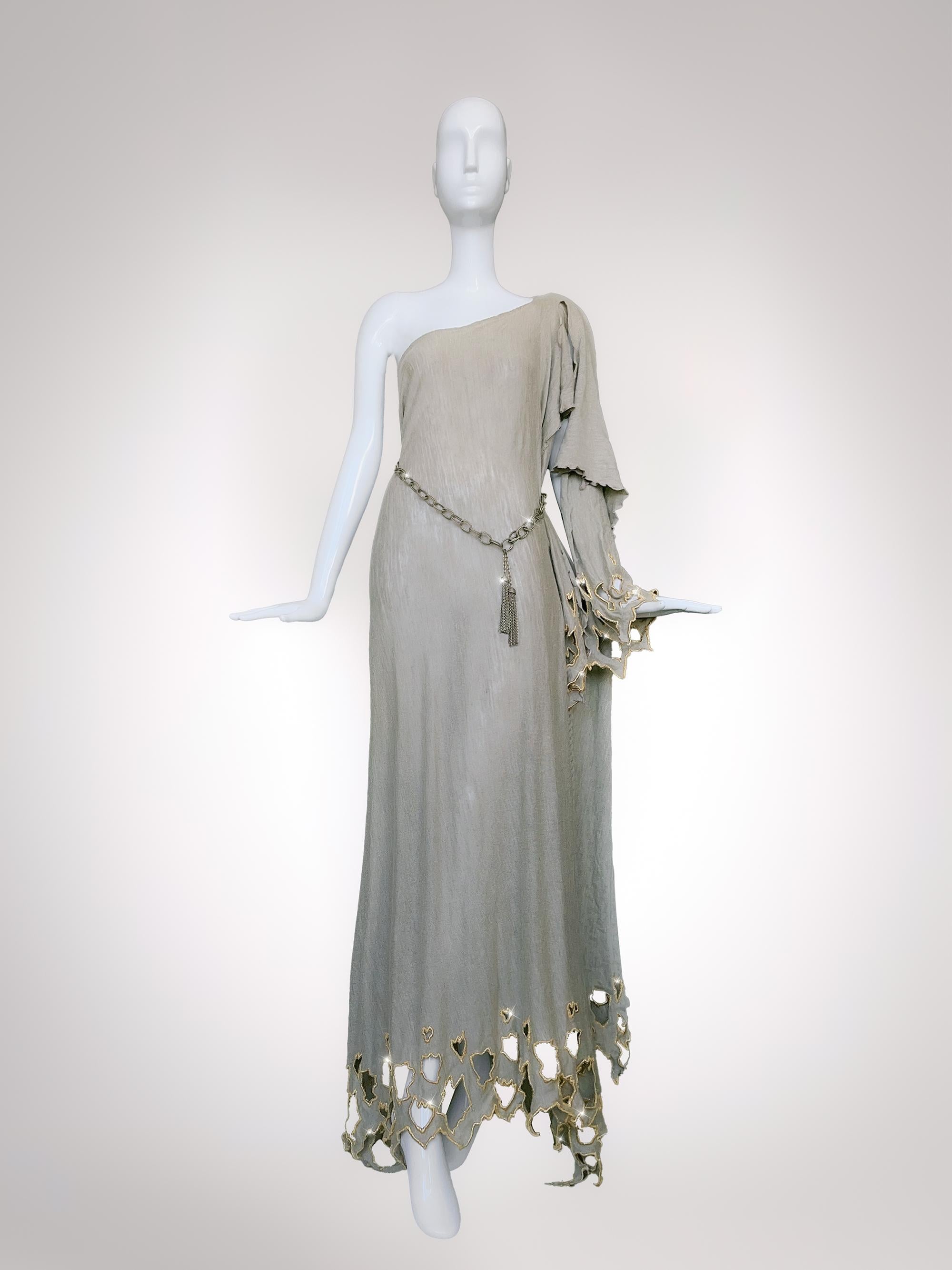 Gray Rare Archival Thierry Mugler Goddess Gown 1979 Eveing Dress For Sale