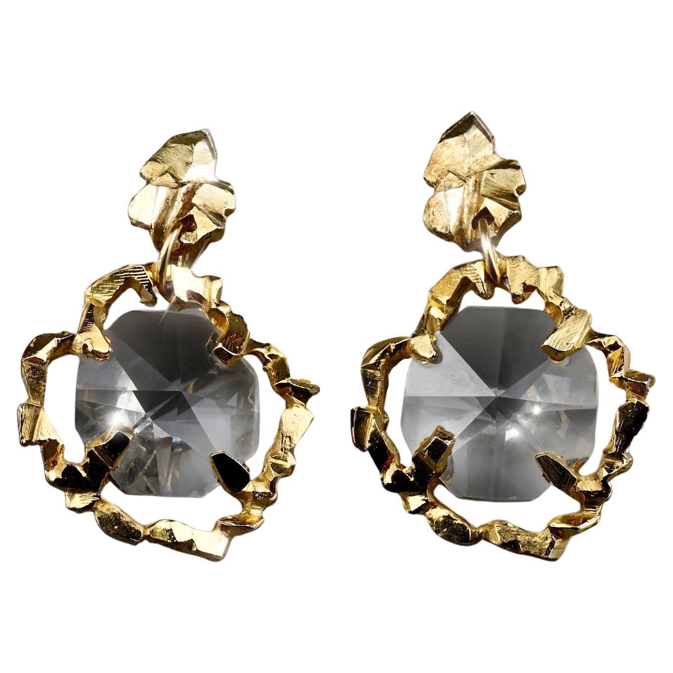 Rare Archival Xavier Duhart Crystal Drop Earrings Large Statement