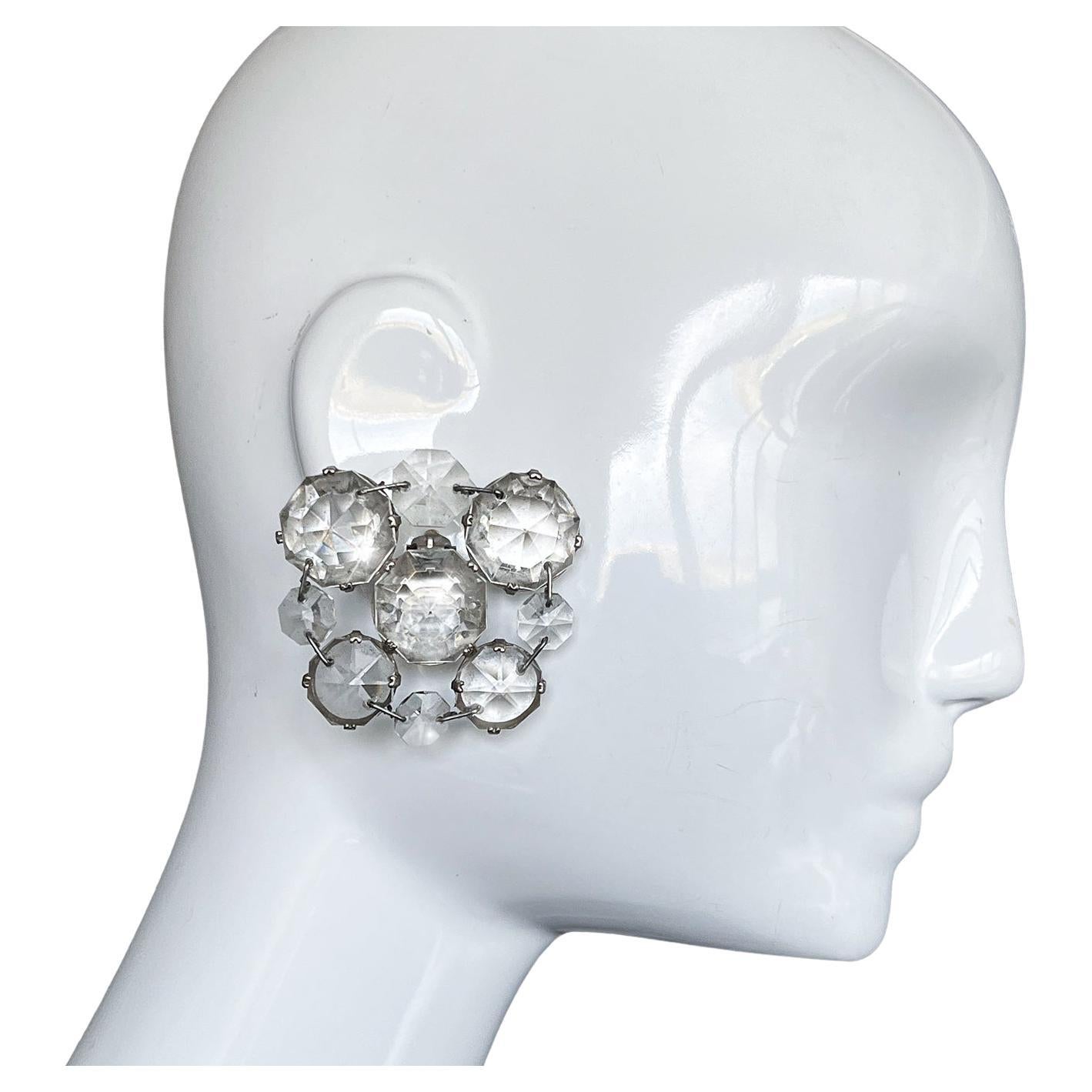 Rare Archival Xavier Duhart Crystal Earrings Large Statement