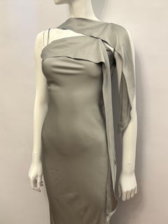 Rare Archive John Galliano 2004-2005 Silver Gray draped Bias-Cut evening gown