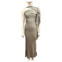 Rare Archive John Galliano 2004-2005 Silver Gray draped Bias-Cut evening gown