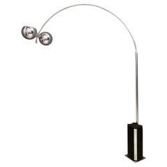 Used Rare Arco Adjustable Floor Lamp by Reggiani with Two Diffusers, Italy, 1970s