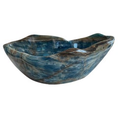 Rare Argentinian Natural Brilliant Blue Onyx Decorative Bowl
