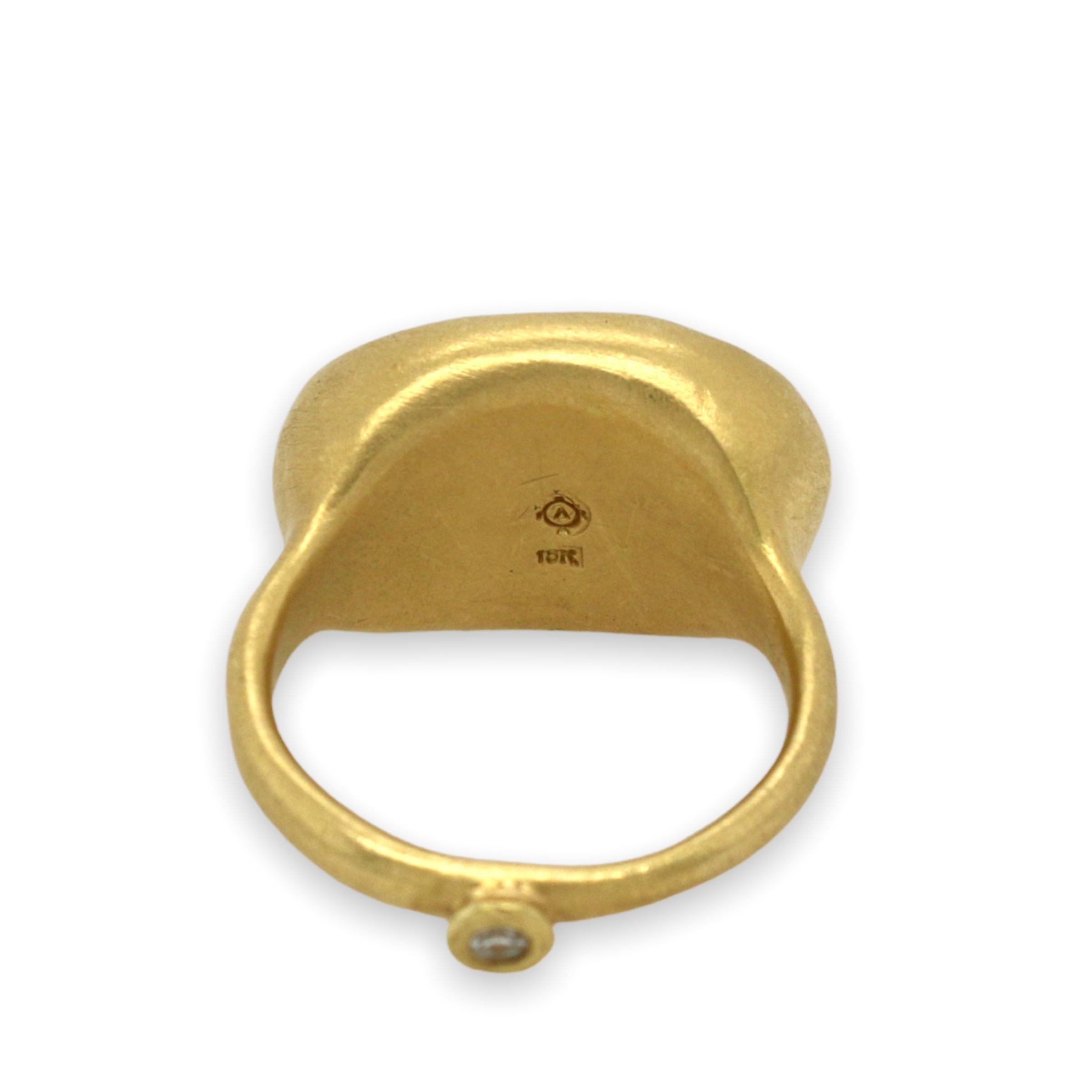 Seltener Arizona Edelstein-Silica-Ring mit 0,04 Karat Diamant in 18K Gold (Brillantschliff) im Angebot