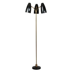 Rare Arlus Three shade Articulated Floor lamp. France c1950