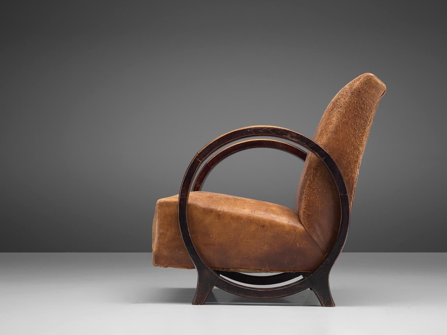 Mid-Century Modern Special listing for L.E.: Rare Armchair by Jacques Adnet in Original Leather