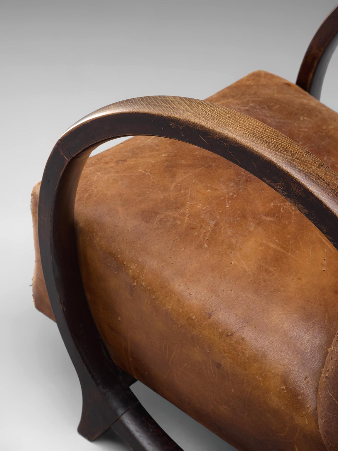 Special listing for L.E.: Rare Armchair by Jacques Adnet in Original Leather 2