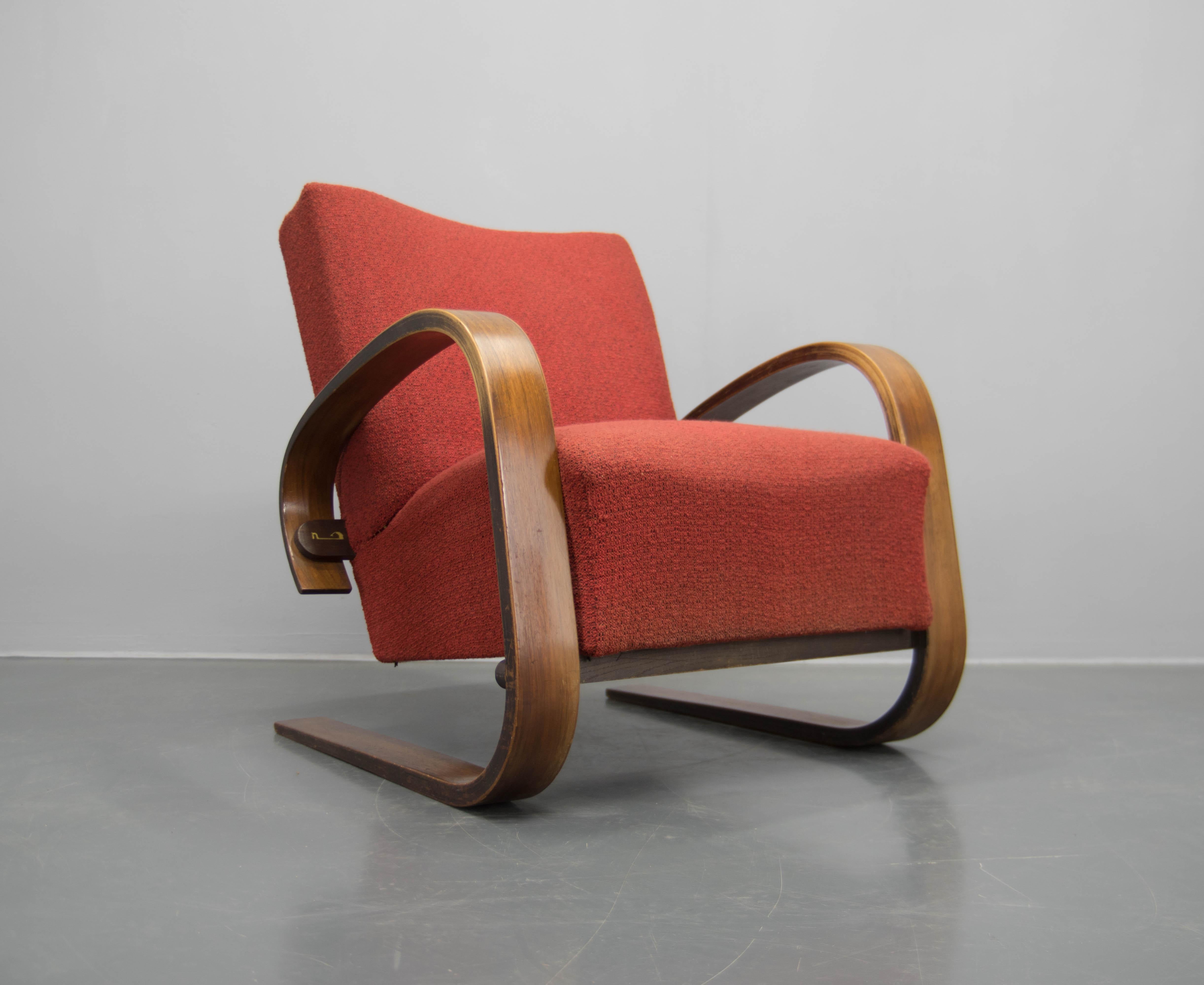 A very rare version of the Tank chair by Miroslav Navratil, labeled on a right armrest with the letter 