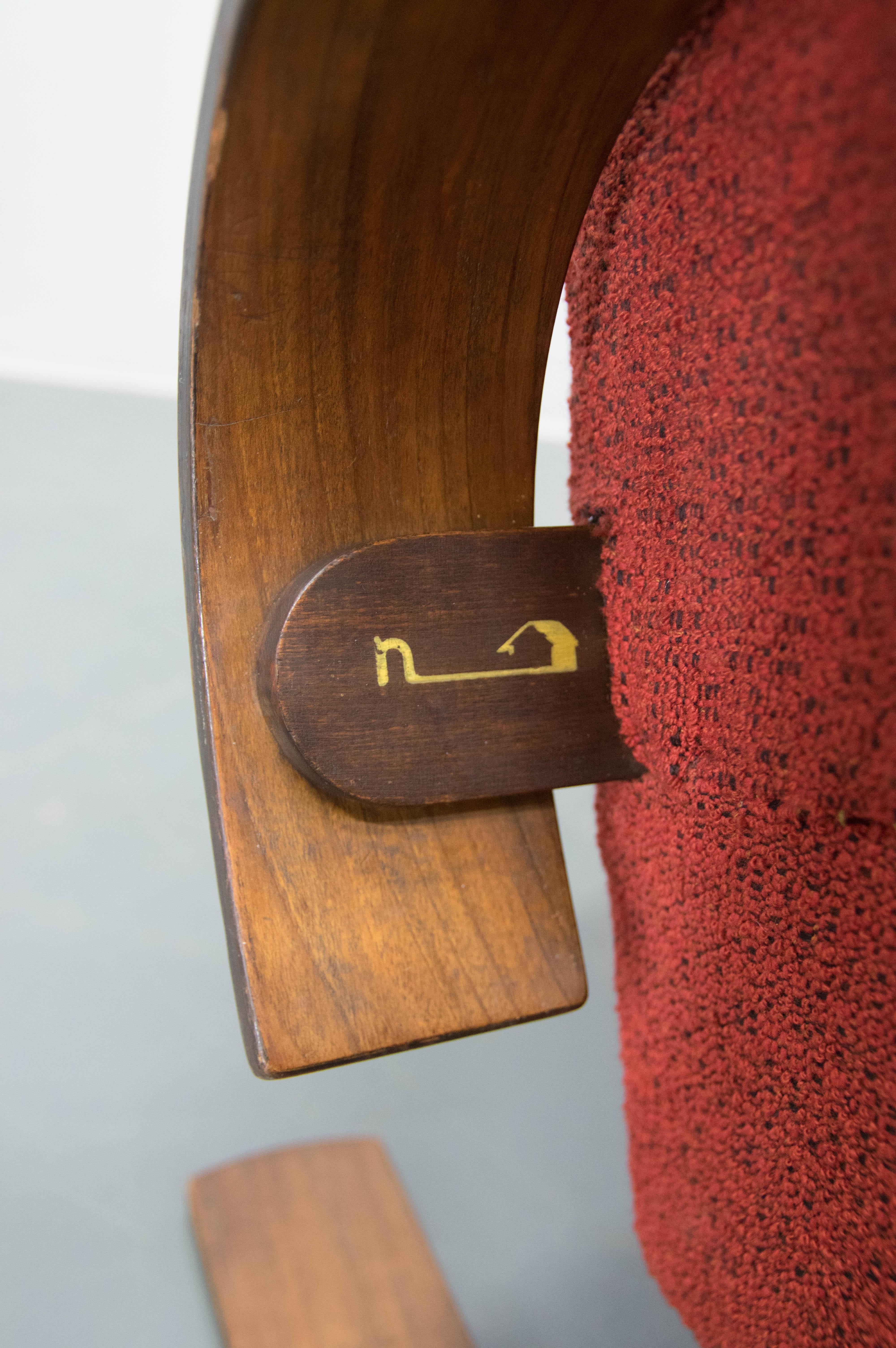 Bauhaus Rare Armchair in Alvar Alto Style by Navratil, 1930s, Labeled For Sale