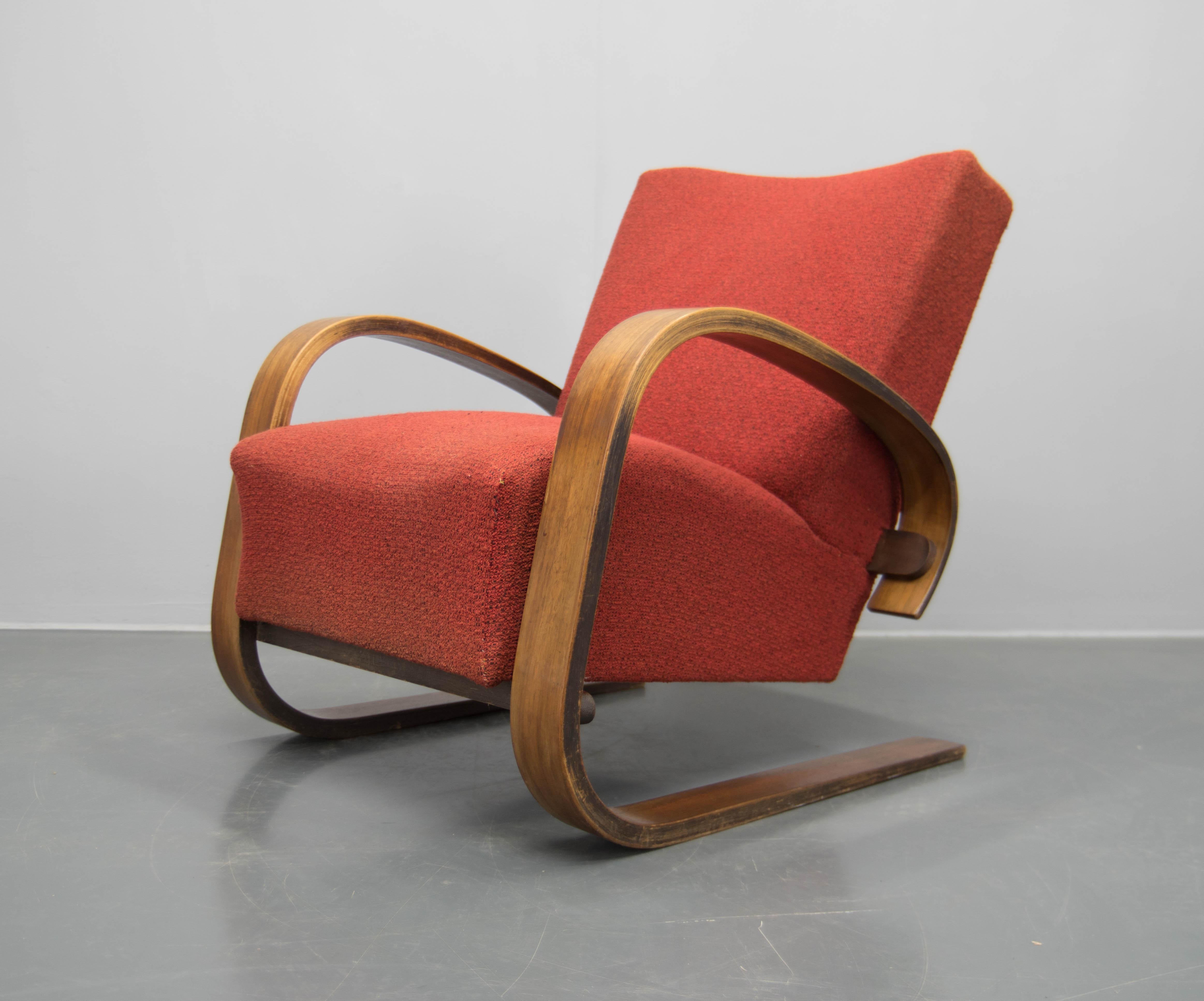 Czech Rare Armchair in Alvar Alto Style by Navratil, 1930s, Labeled For Sale