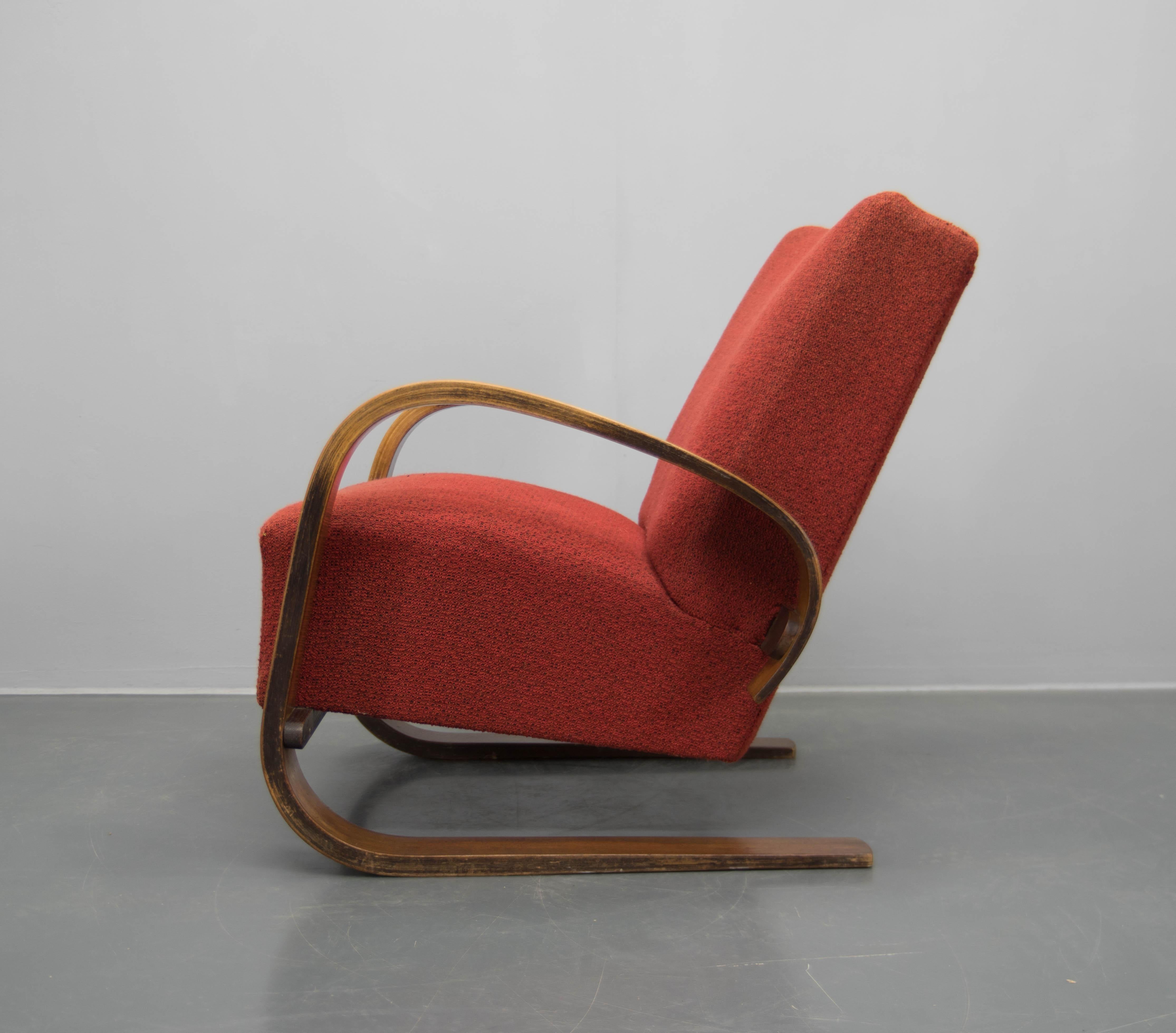 Rare Armchair in Alvar Alto Style by Navratil, 1930s, Labeled In Good Condition For Sale In Praha, CZ