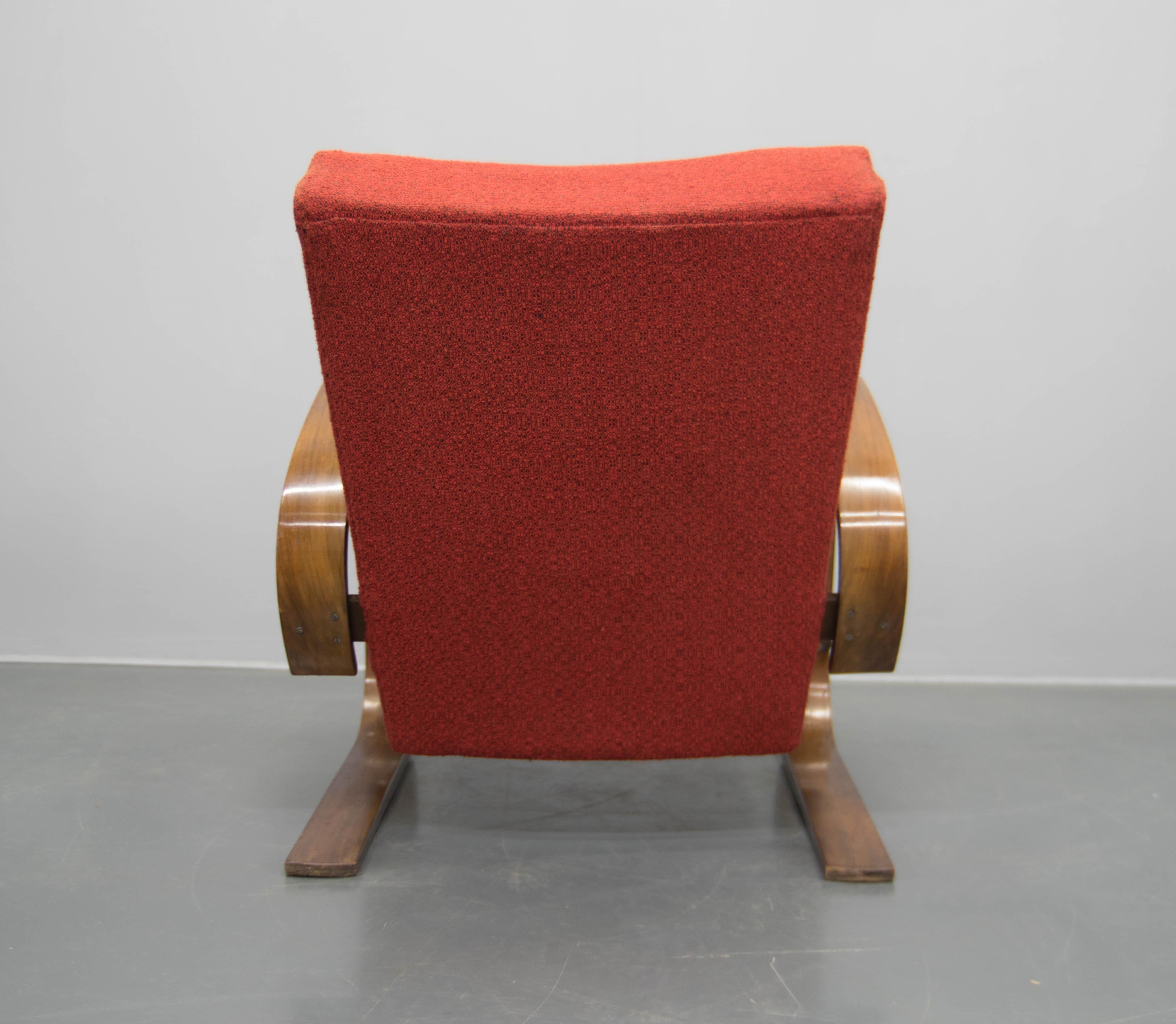 Fabric Rare Armchair in Alvar Alto Style by Navratil, 1930s, Labeled For Sale