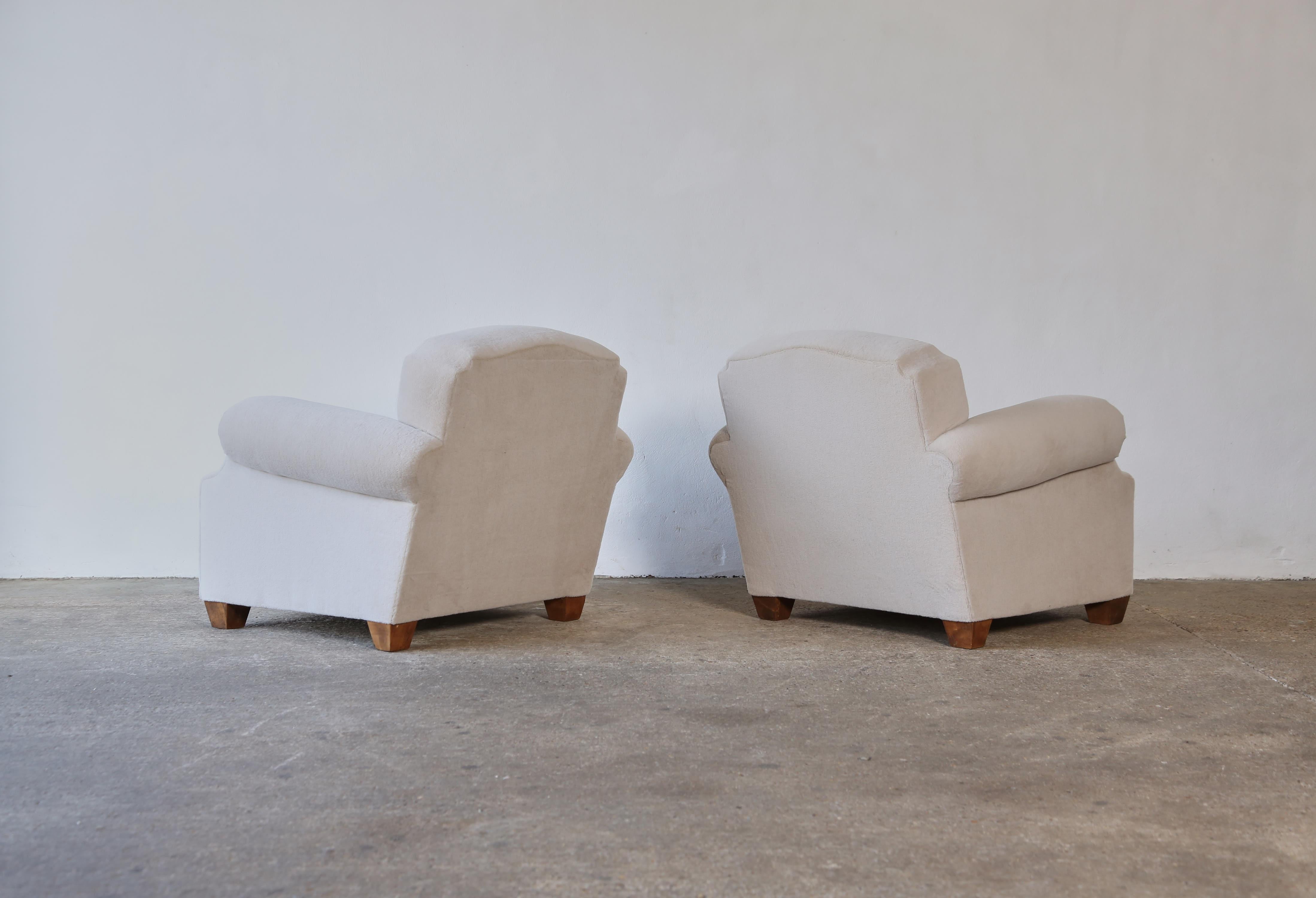 Rare Armchairs, France, 1930s/1940s, Newly Upholstered in Pure Alpaca 5