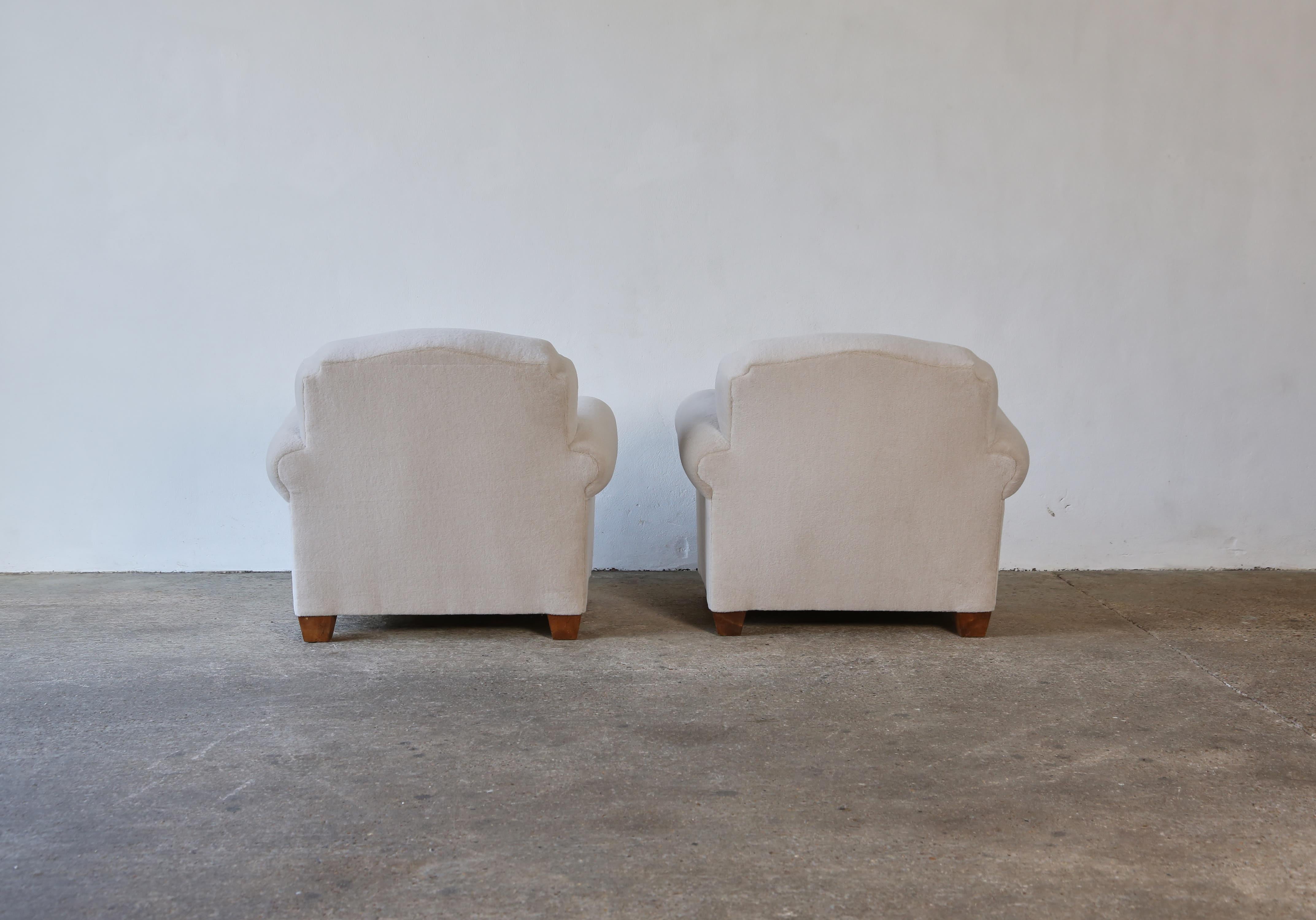 Rare Armchairs, France, 1930s/1940s, Newly Upholstered in Pure Alpaca 6