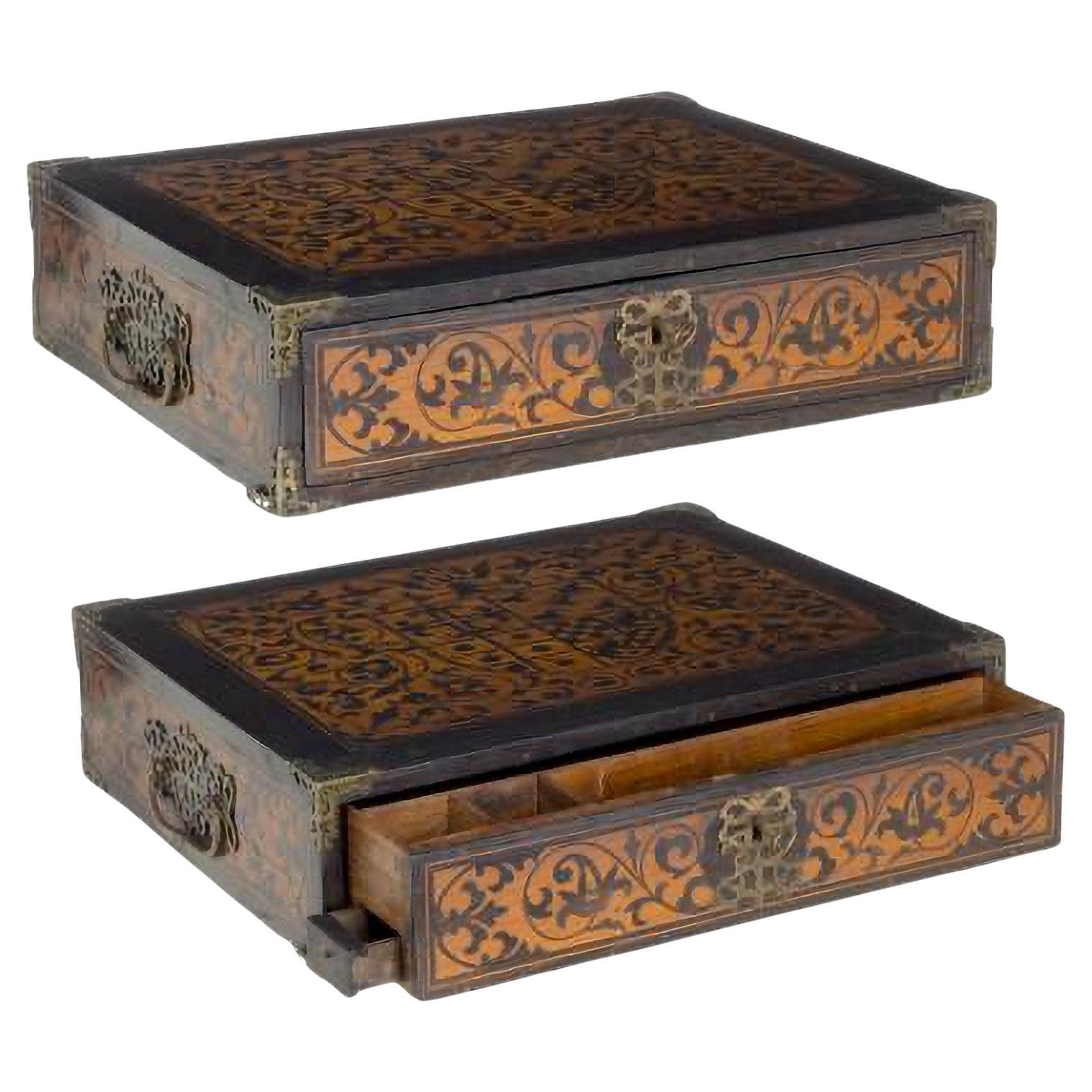 RARE ARMORED OFFICE DRAWER  Indo-Portuguese, from the 17th century