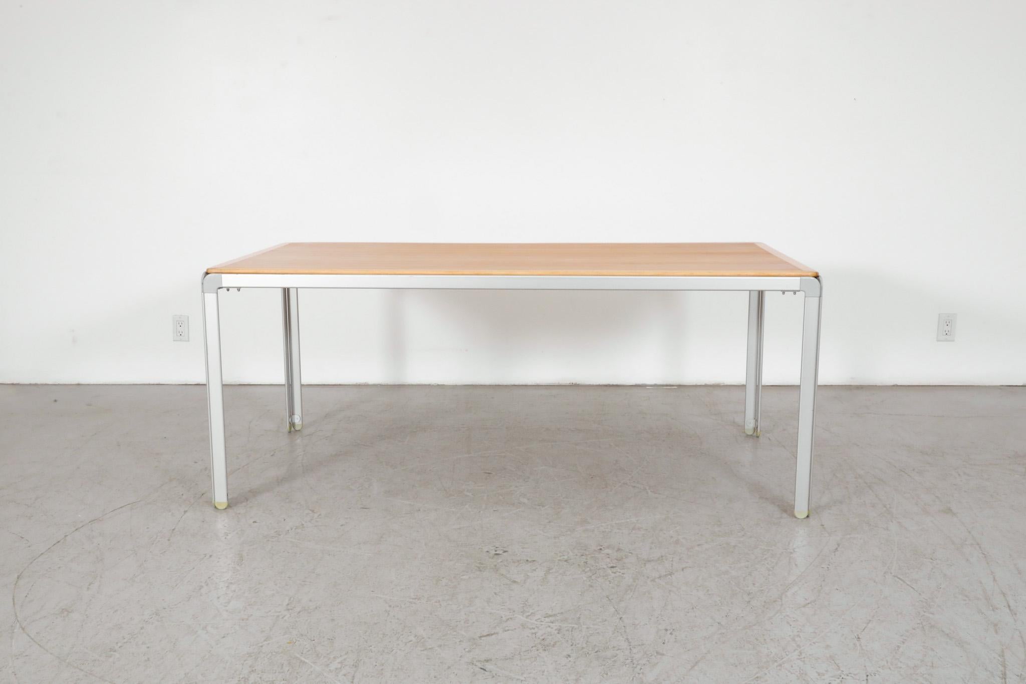 Mid-Century table or writing desk designed by Danish designer Arne Jacobsen in 1971 as part of the DJOB furniture system for Denmark's National Bank. The office furniture series DJOB was about to be put into production when Arne Jacobsen passed
