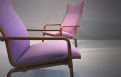 Rare Arne Jacobsen St. Catherines Chairs Rosewood Fabric Purple Fritz Hansen '2'