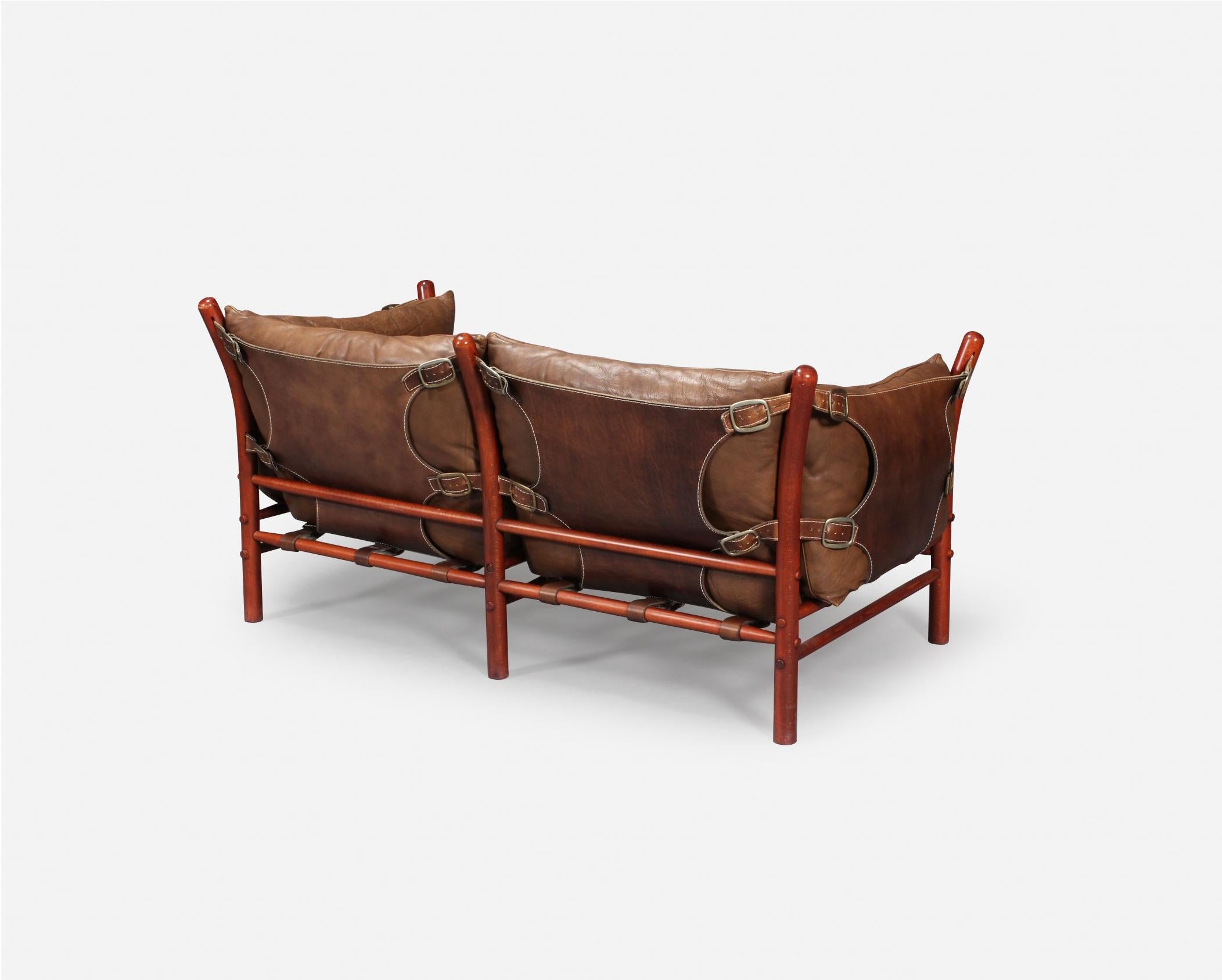 Mid-Century Modern Rare Arne Norell Ilona Sofa in Brown Leather, Sweden, 1960s