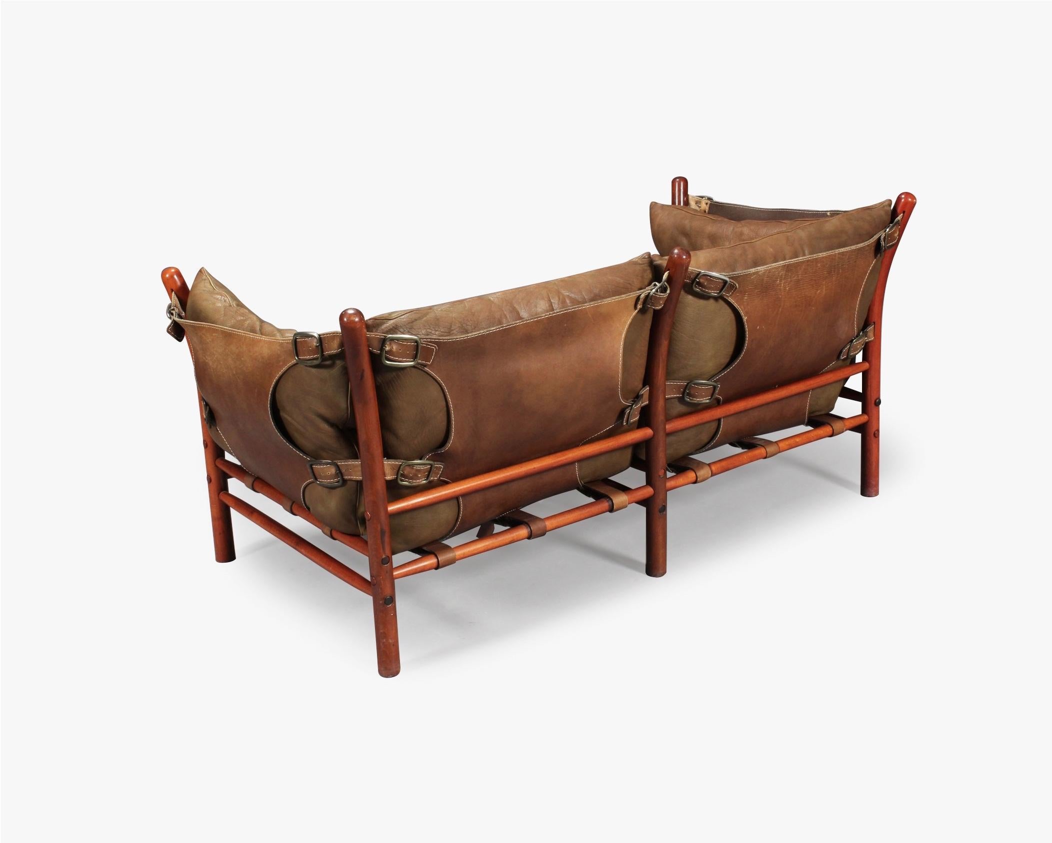 Seltenes Arne Norell Ilona Sofa aus braunem Leder, Schweden, 1960er Jahre (Schwedisch)