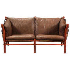 Rare Arne Norell Ilona Sofa in Brown Leather, Sweden, 1960s
