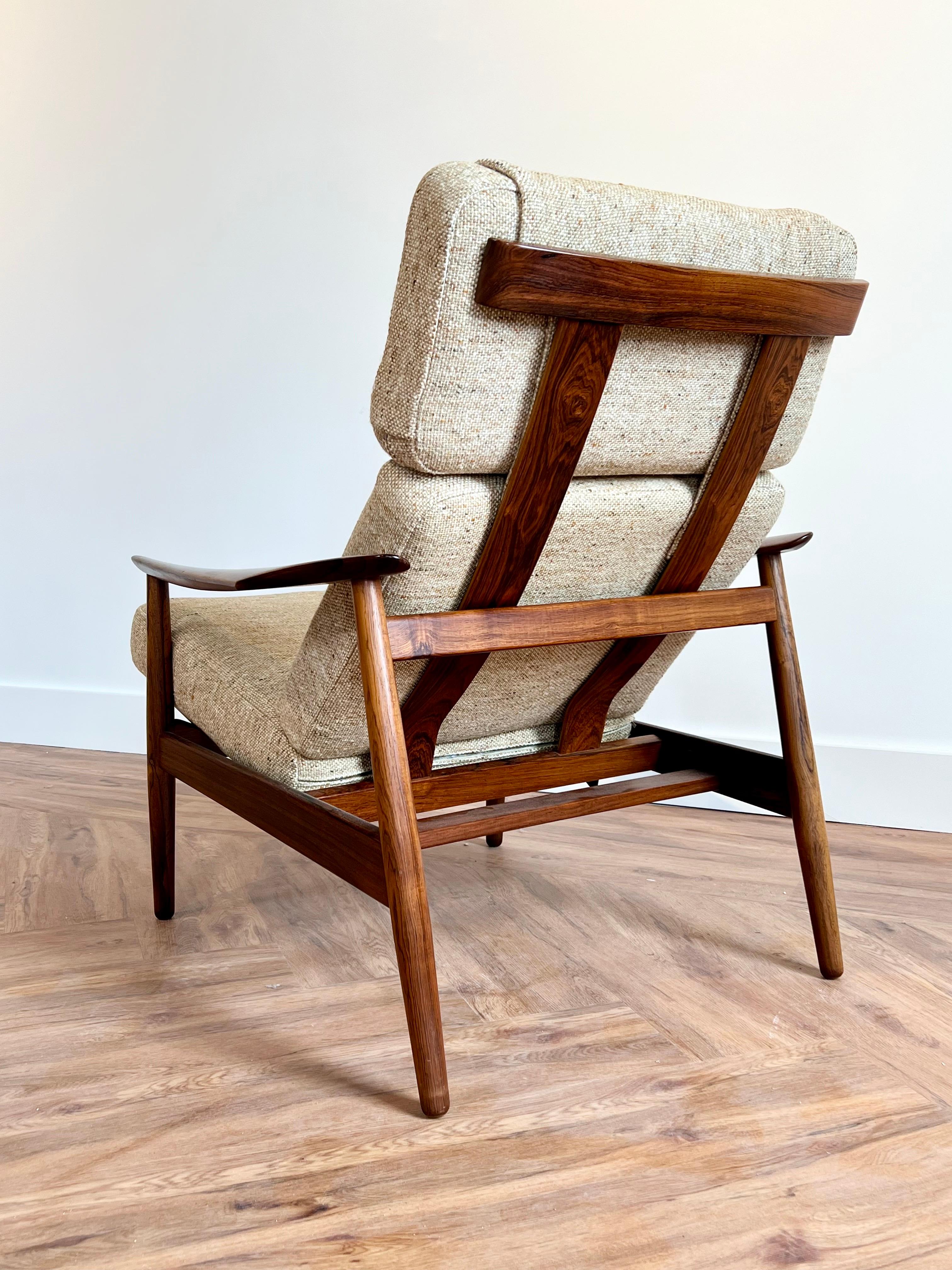 Rare Arne Vodder Rosewood FD164 Adjustable Lounge Chair c1960s In Good Condition For Sale In Oakland, CA