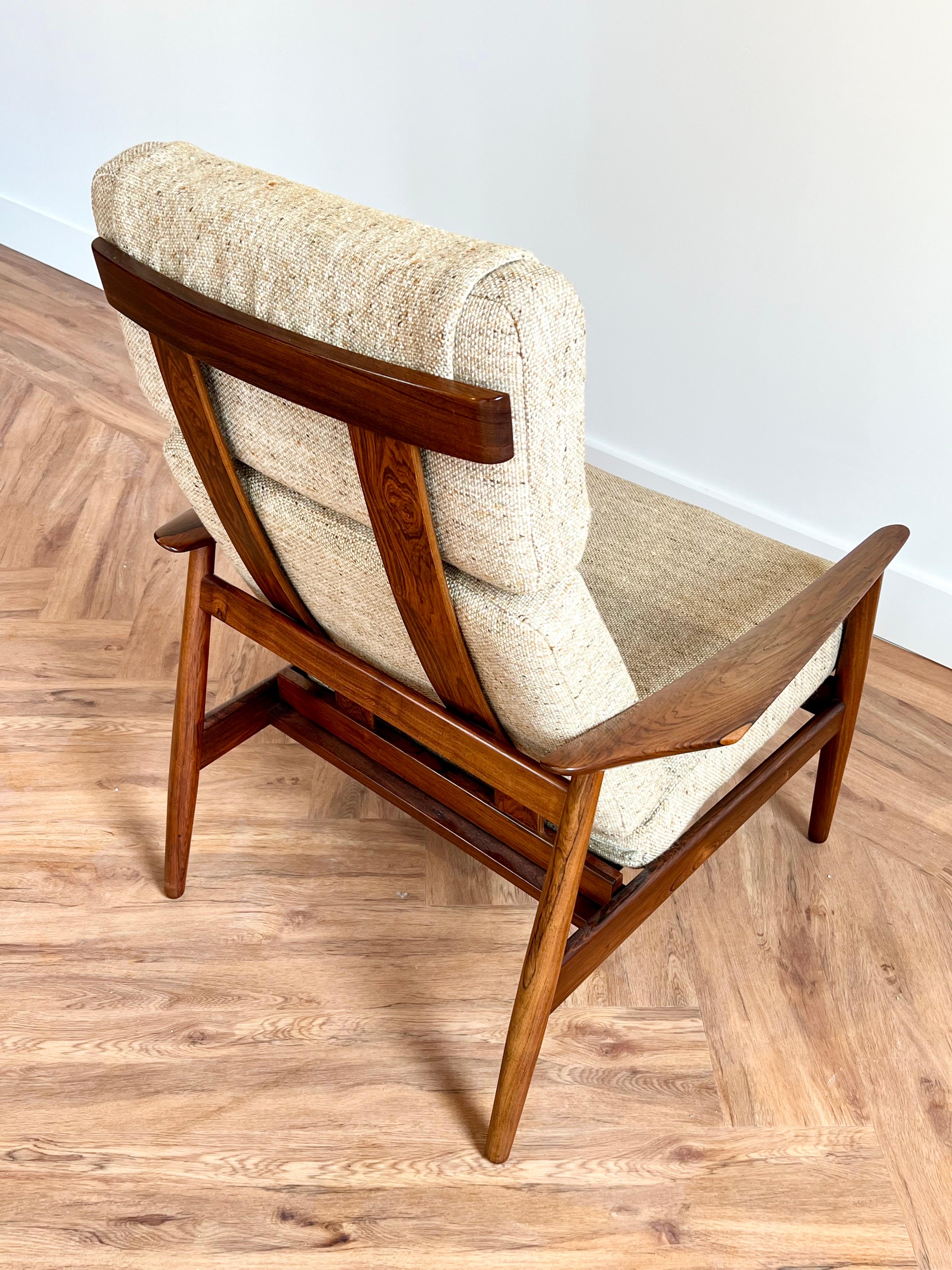 Rare Arne Vodder Rosewood FD164 Adjustable Lounge Chair c1960s For Sale 1