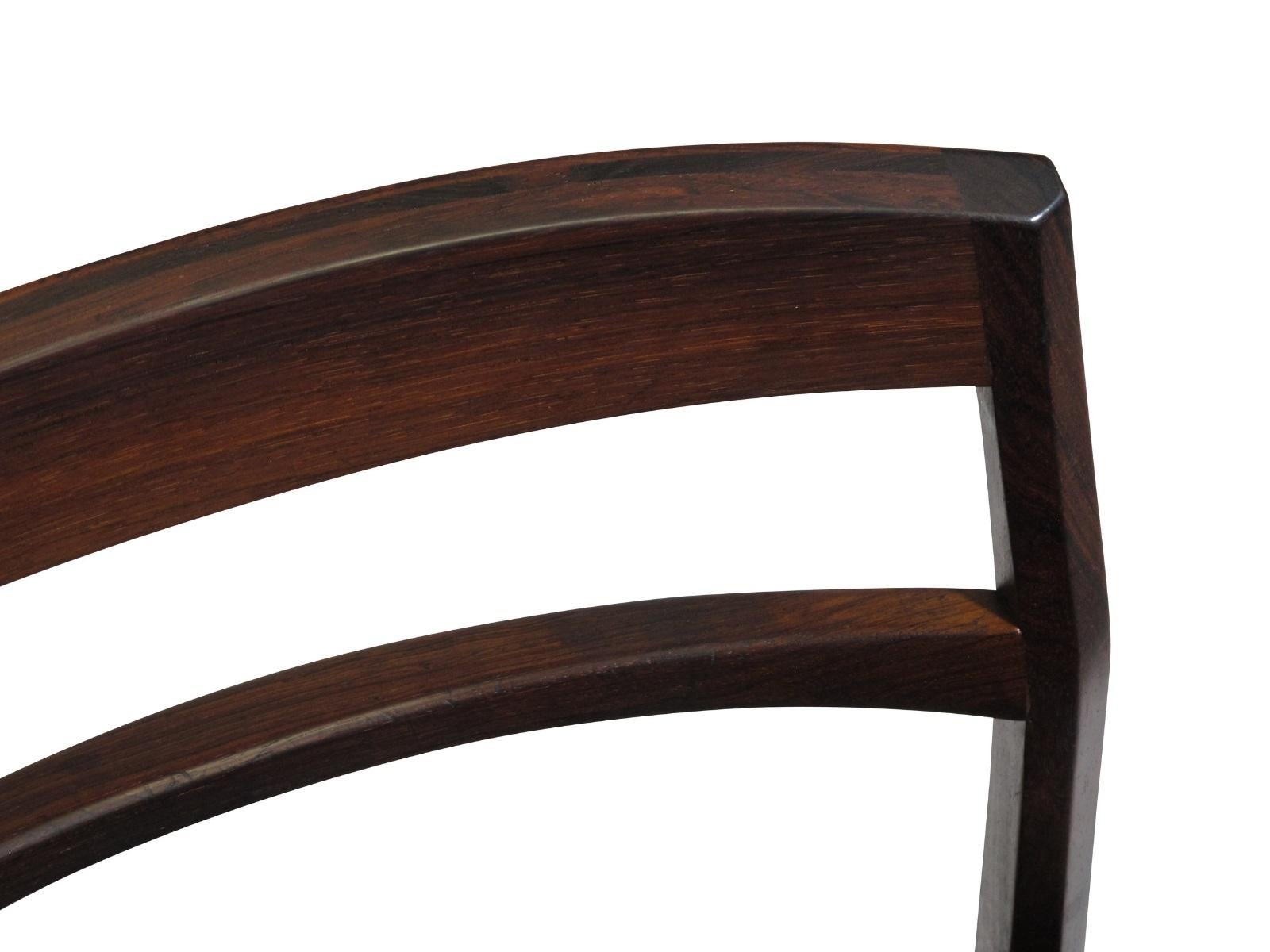 Mid-Century Modern Rare Arne Vodder Solid Rosewood Dining Chairs, Set of 8