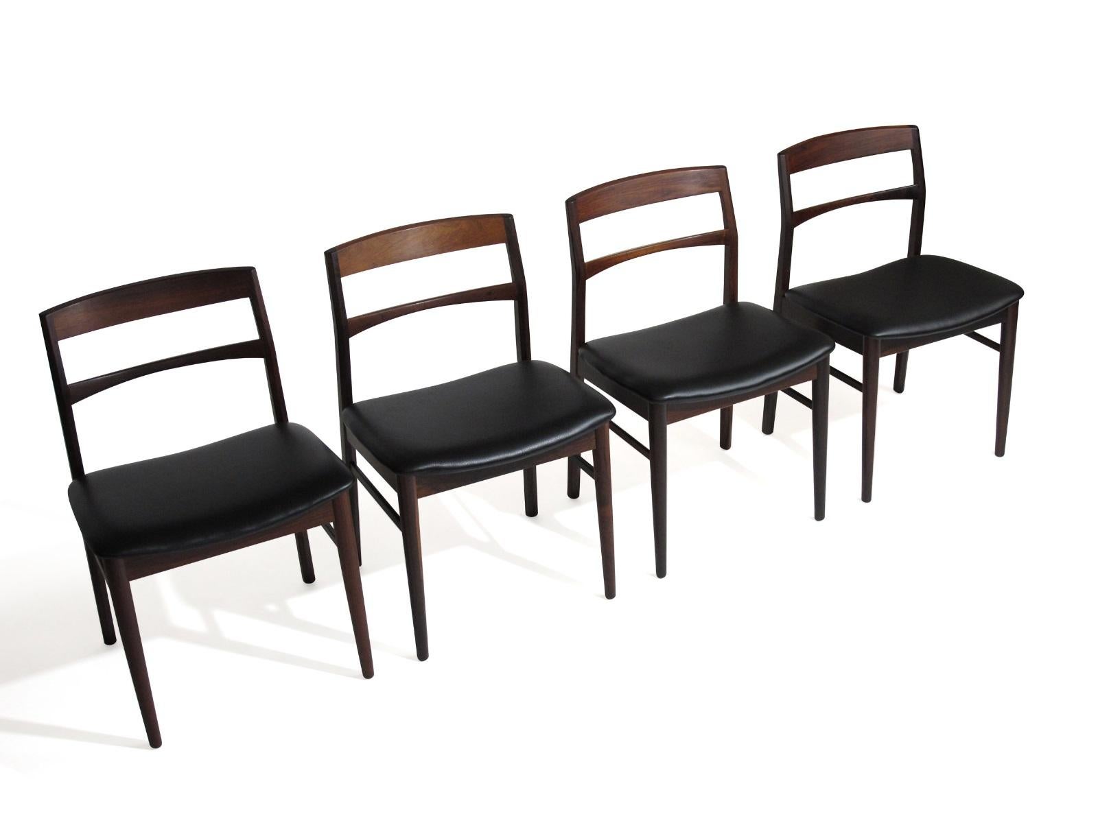 20th Century Rare Arne Vodder Solid Rosewood Dining Chairs, Set of 8