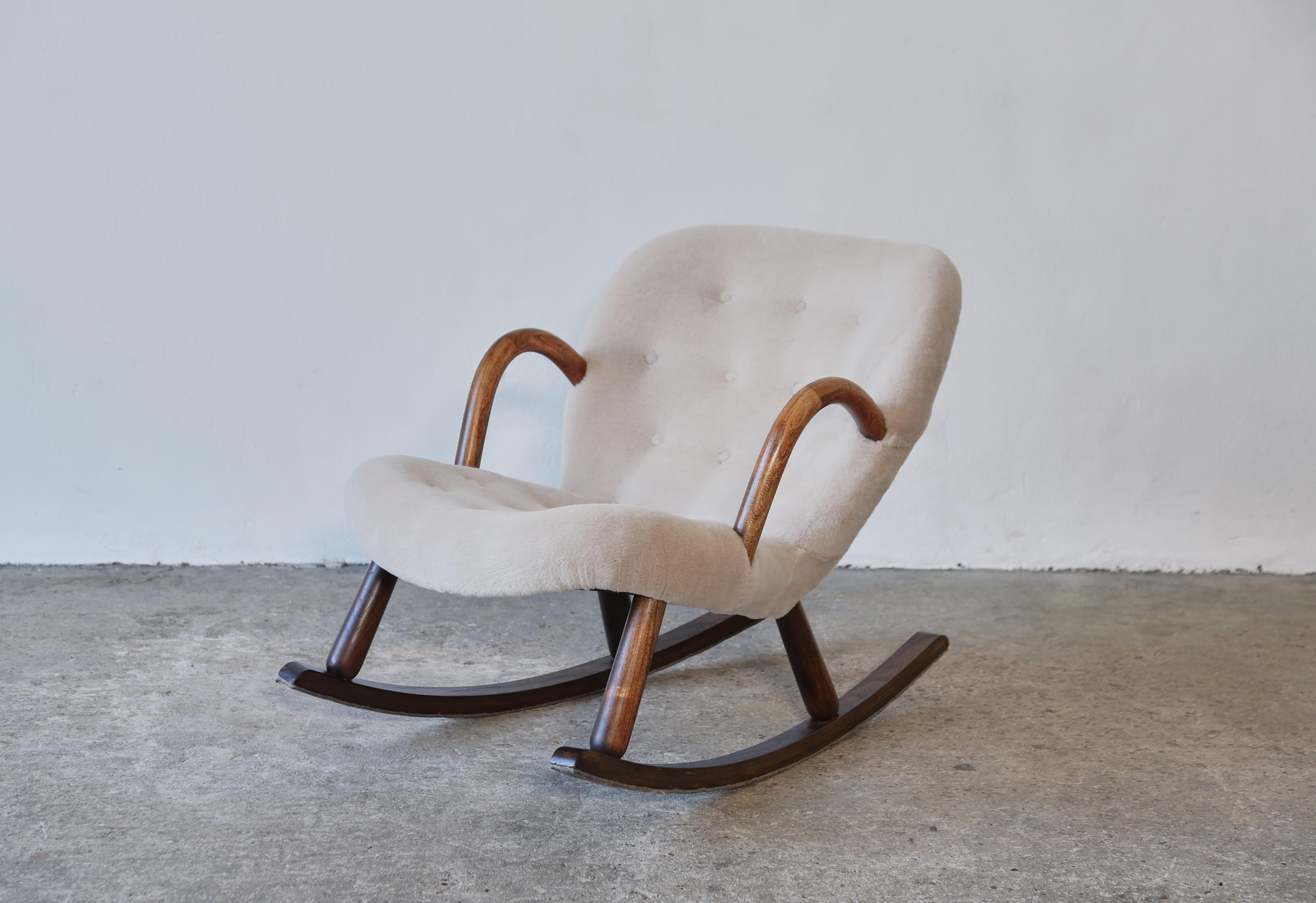 1950s upholstered rocking chair