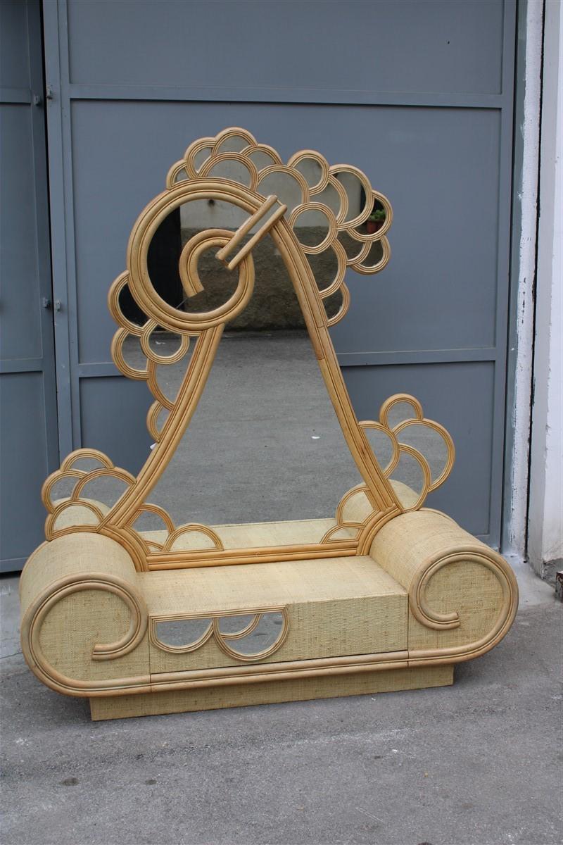 Rare Consolle murale en arc de cercle décorée avec miroir, design italien, 1970 en vente 1