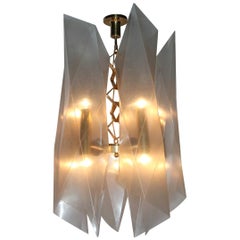 Rare Arredoluce Angelo Lelii Mid-Century Modern Chandelier Polycarbonate Brass