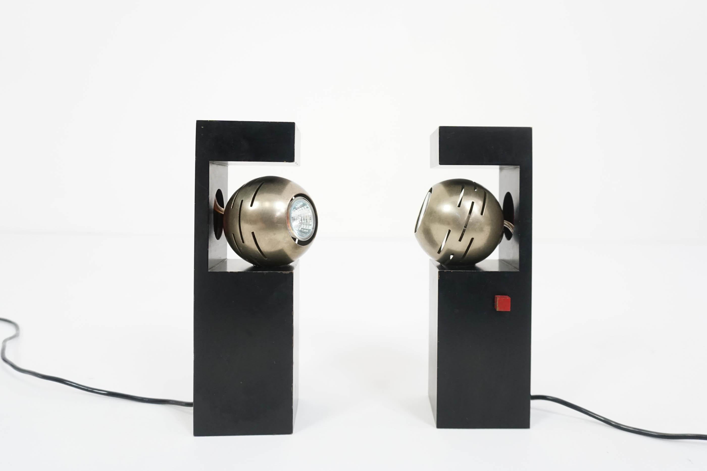 Lacquered Rare Arredoluce, Angelo Lelii, Table Lamps Mod 12918 Contrast, 1962, Italy For Sale