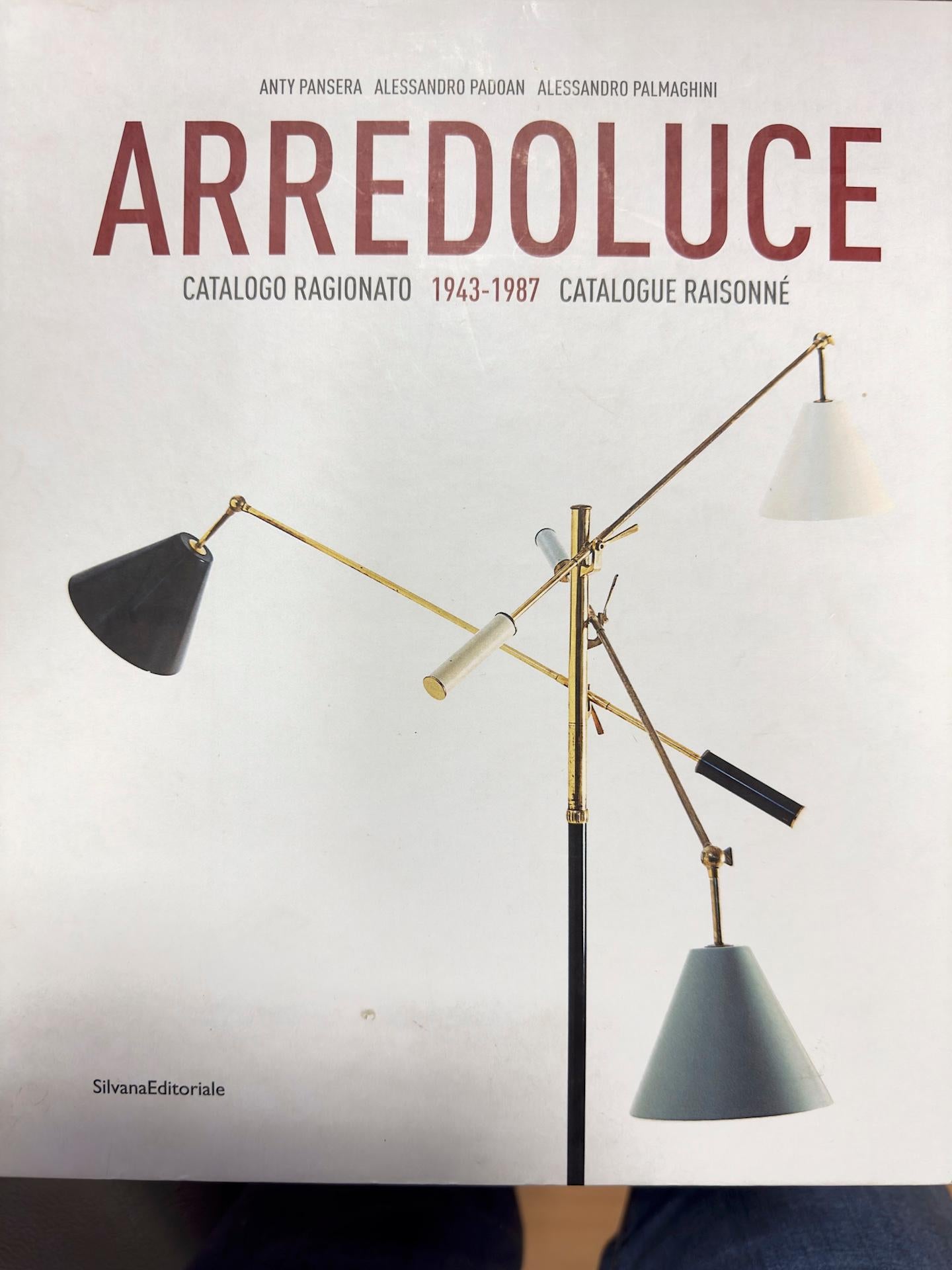 Rare Arredoluce Floor Lamp M. 145 Design Angelo Lelii, circa 1956 Opaline, Brass For Sale 7
