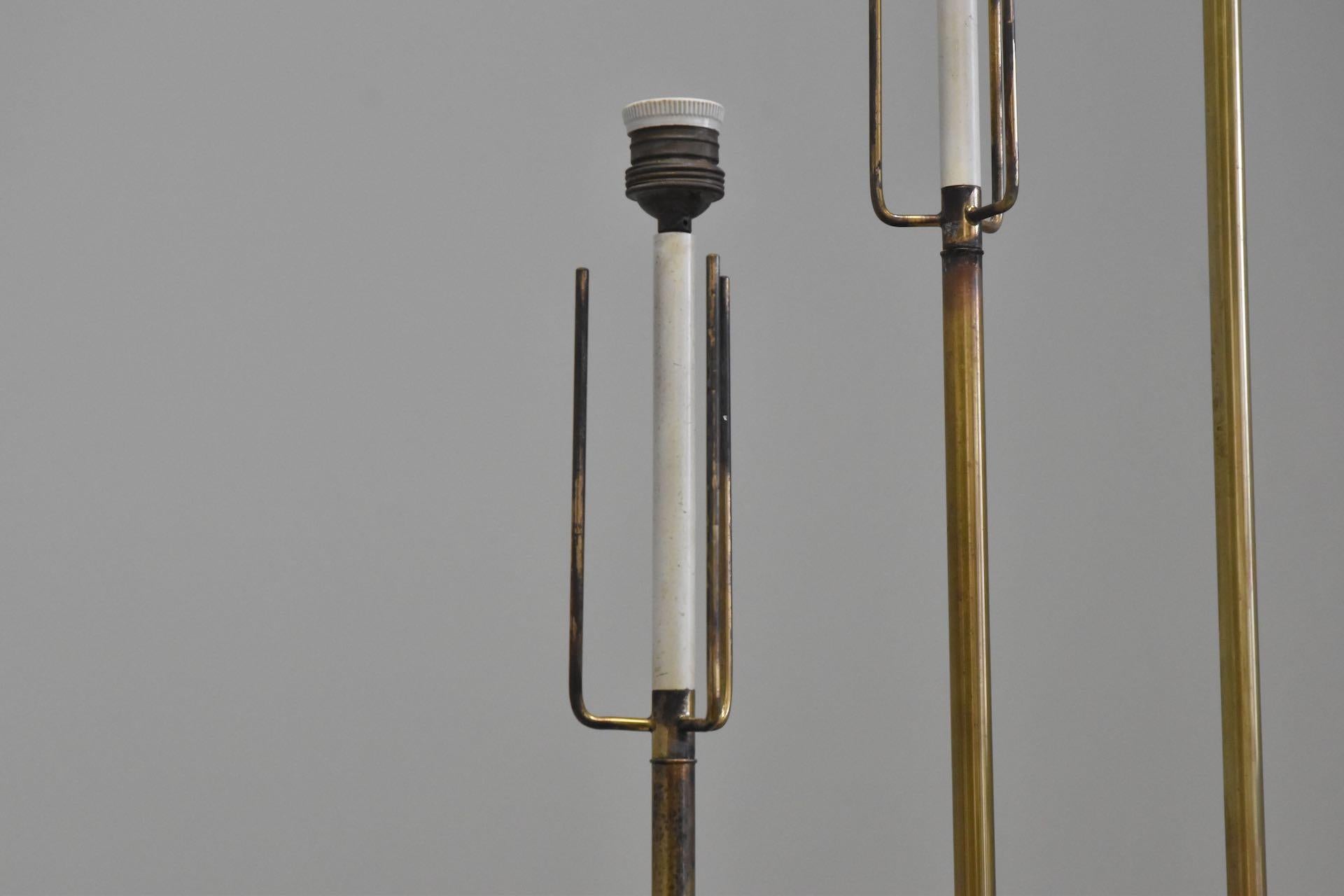 Rare Arredoluce Floor Lamp M. 145 Design Angelo Lelii, circa 1956 Opaline, Brass For Sale 3