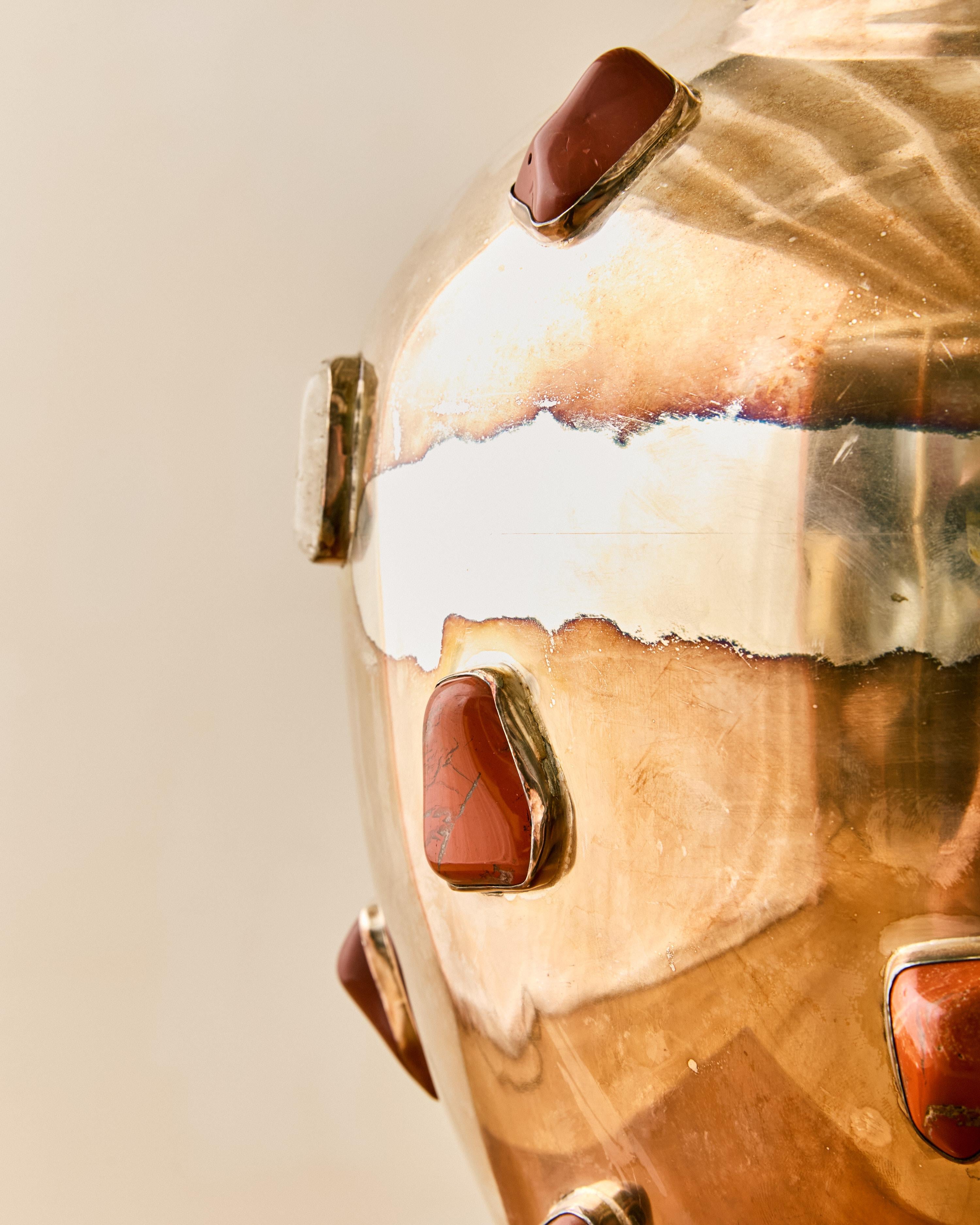 Rare Arrigo Finzi Metal and Stone Vase In condizioni buone in vendita a Long Island City, NY