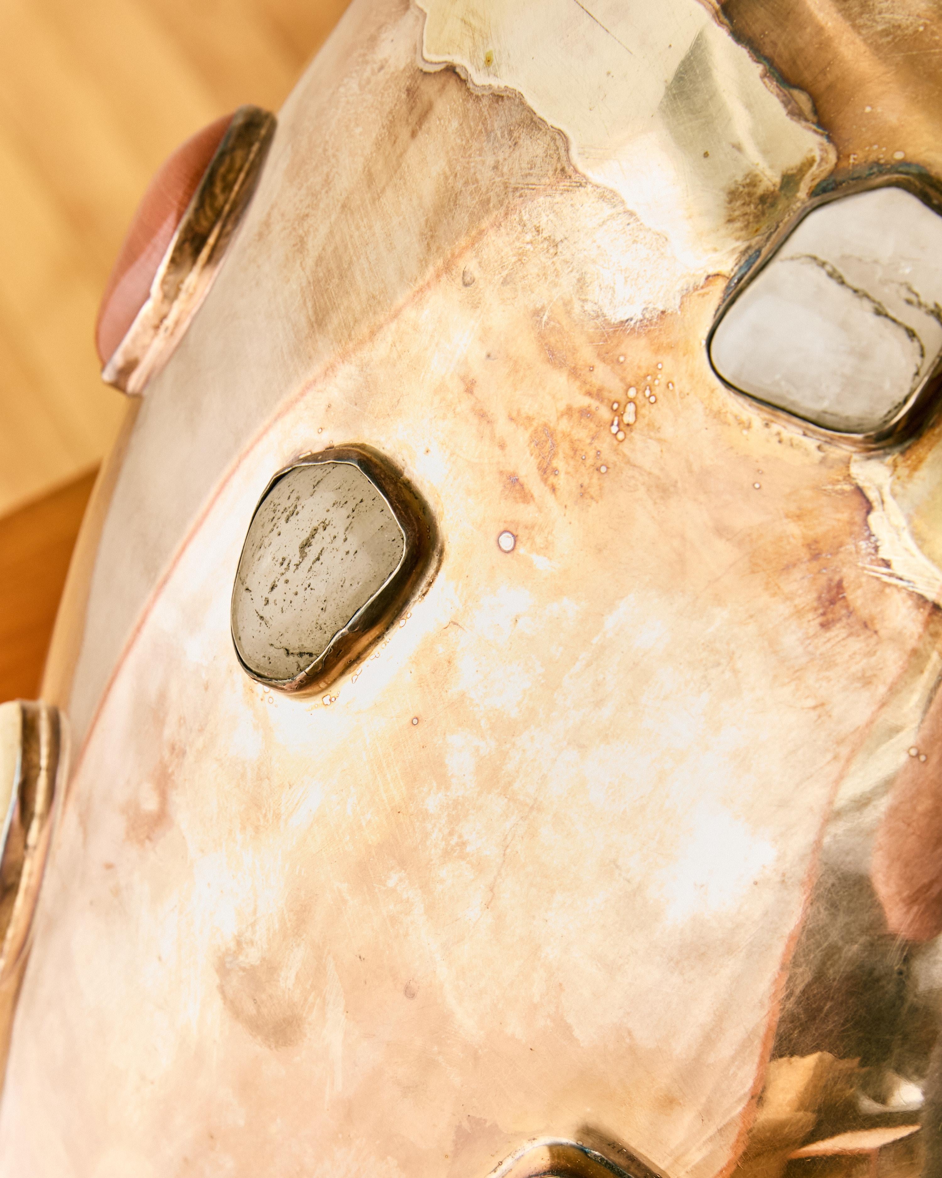 Rare Arrigo Finzi Metal and Stone Vase in vendita 3