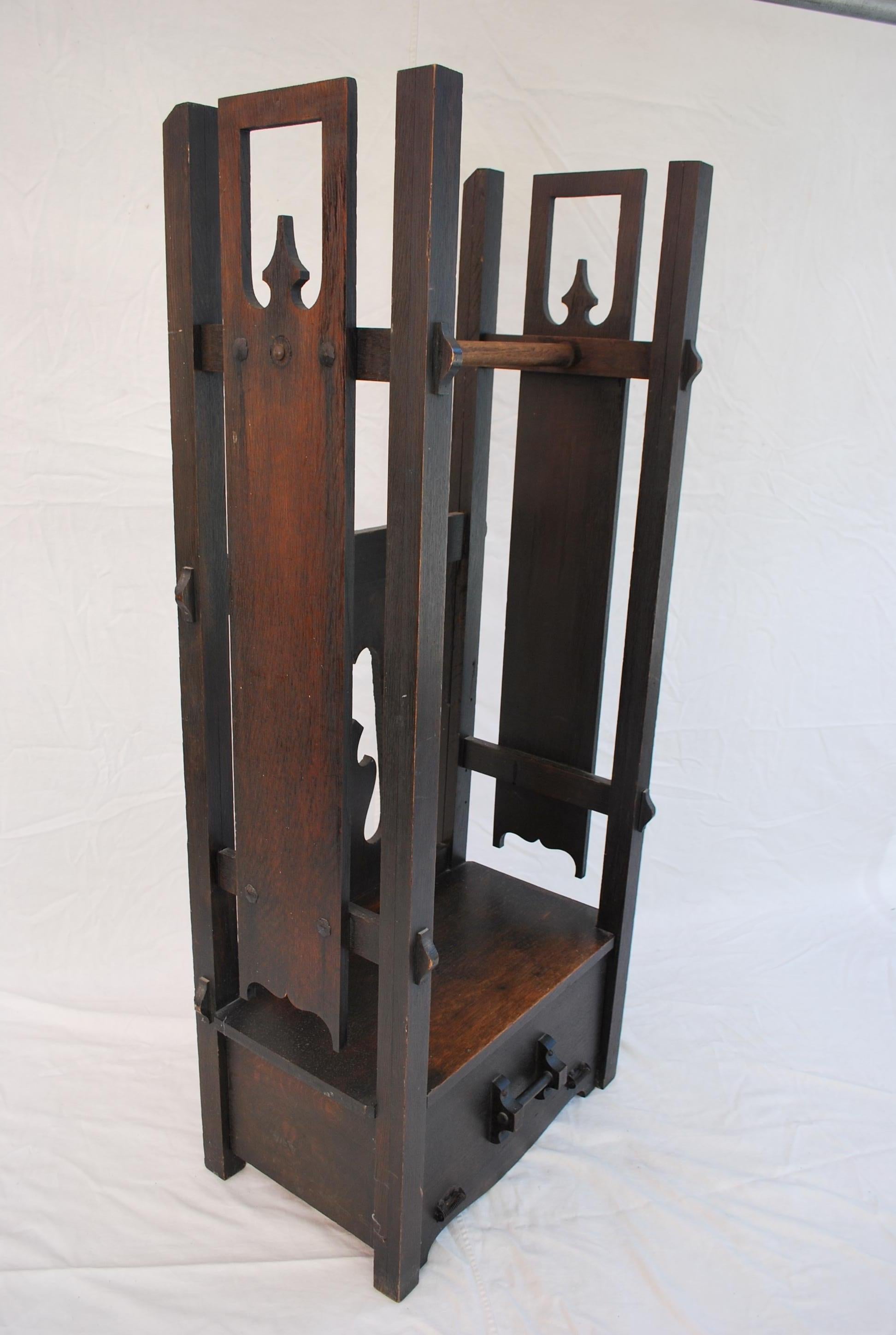 Wood Rare Art and Craft coat rack For Sale