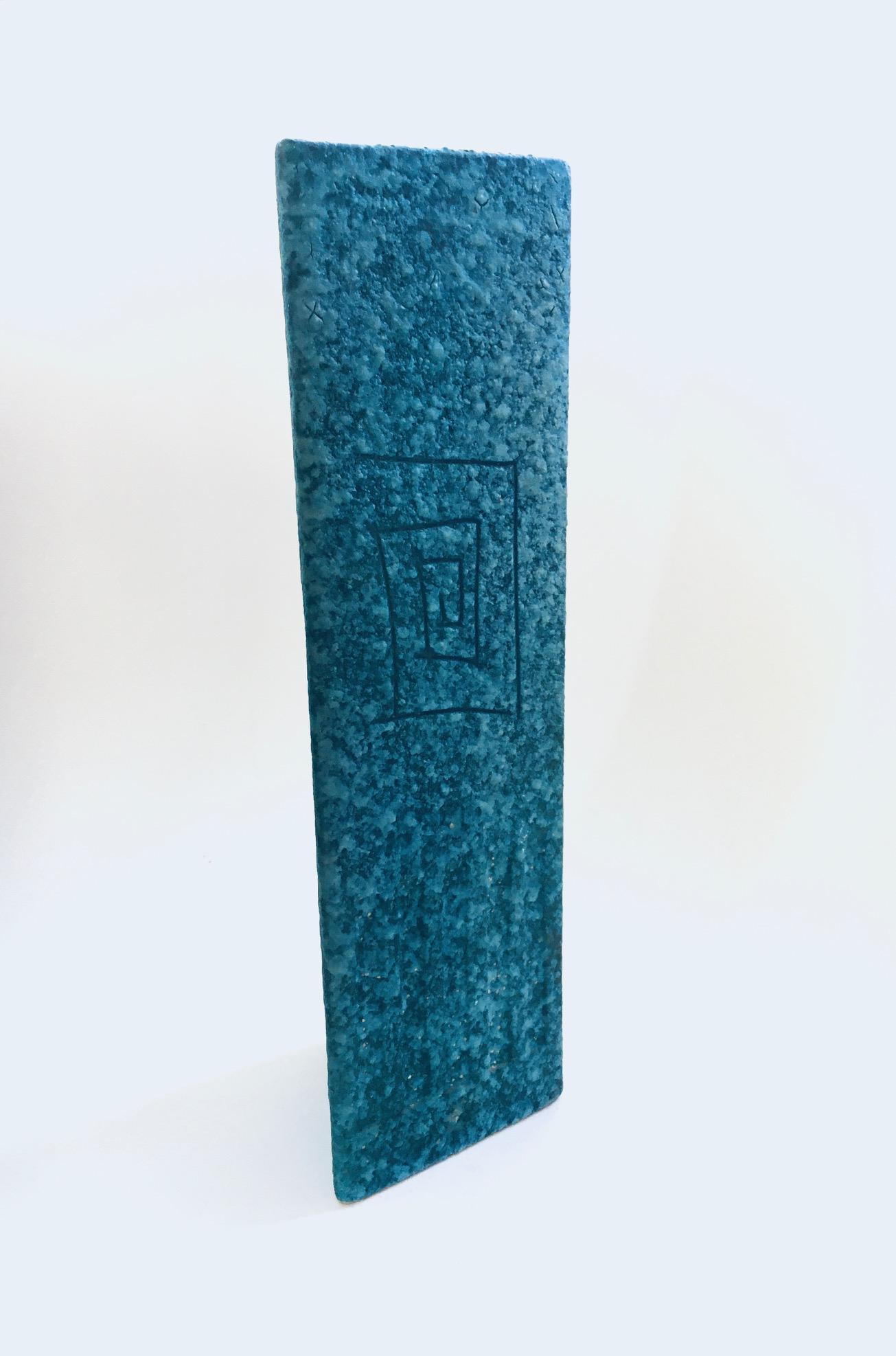 Mid-20th Century RARE Art Ceramics Sgraffito Triangular Vase by Alvino Bagni for Raymor For Sale