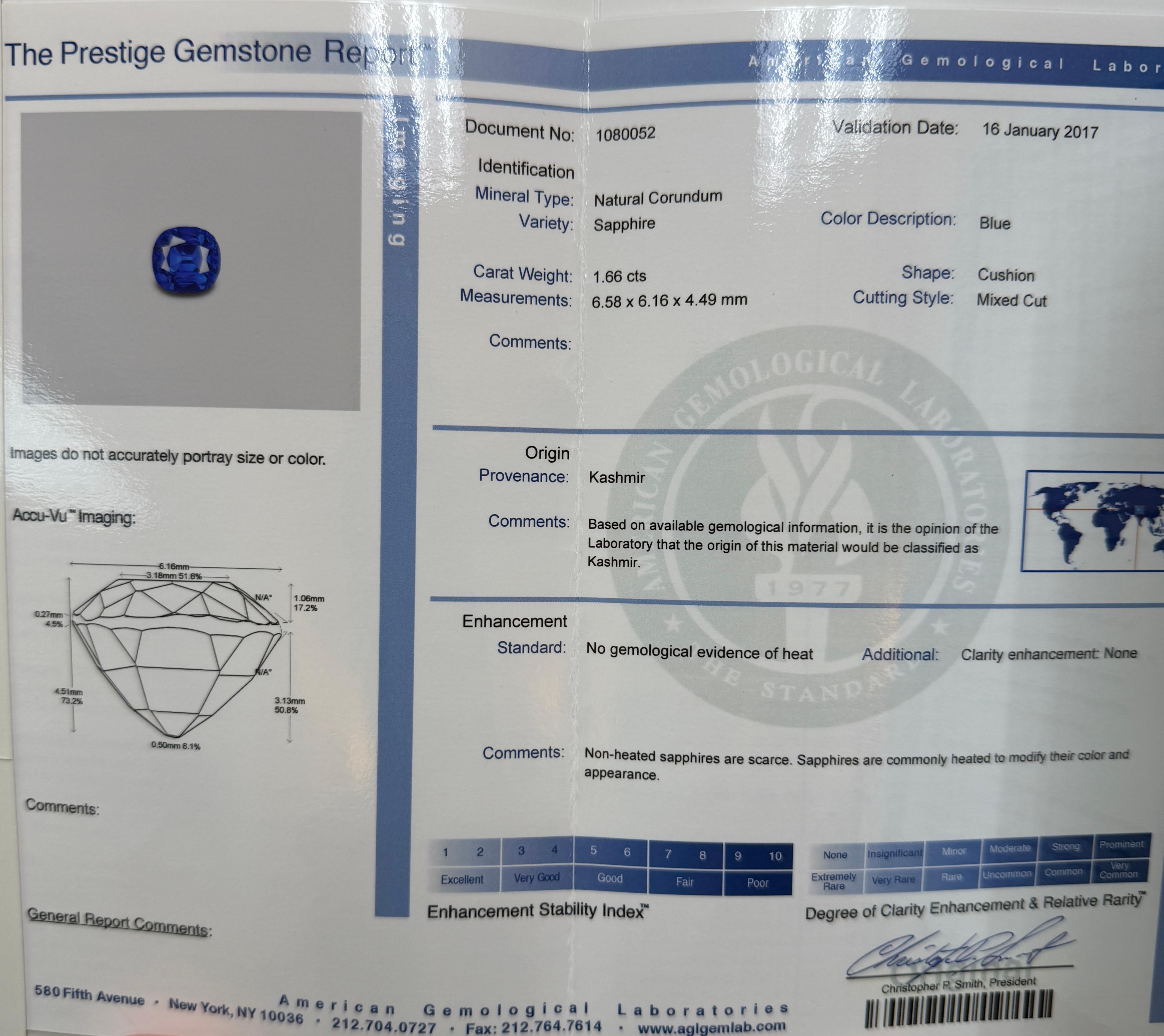 Rare bague Art Déco, 1,66 carats, saphir du Cachemire et diamant en vente 4