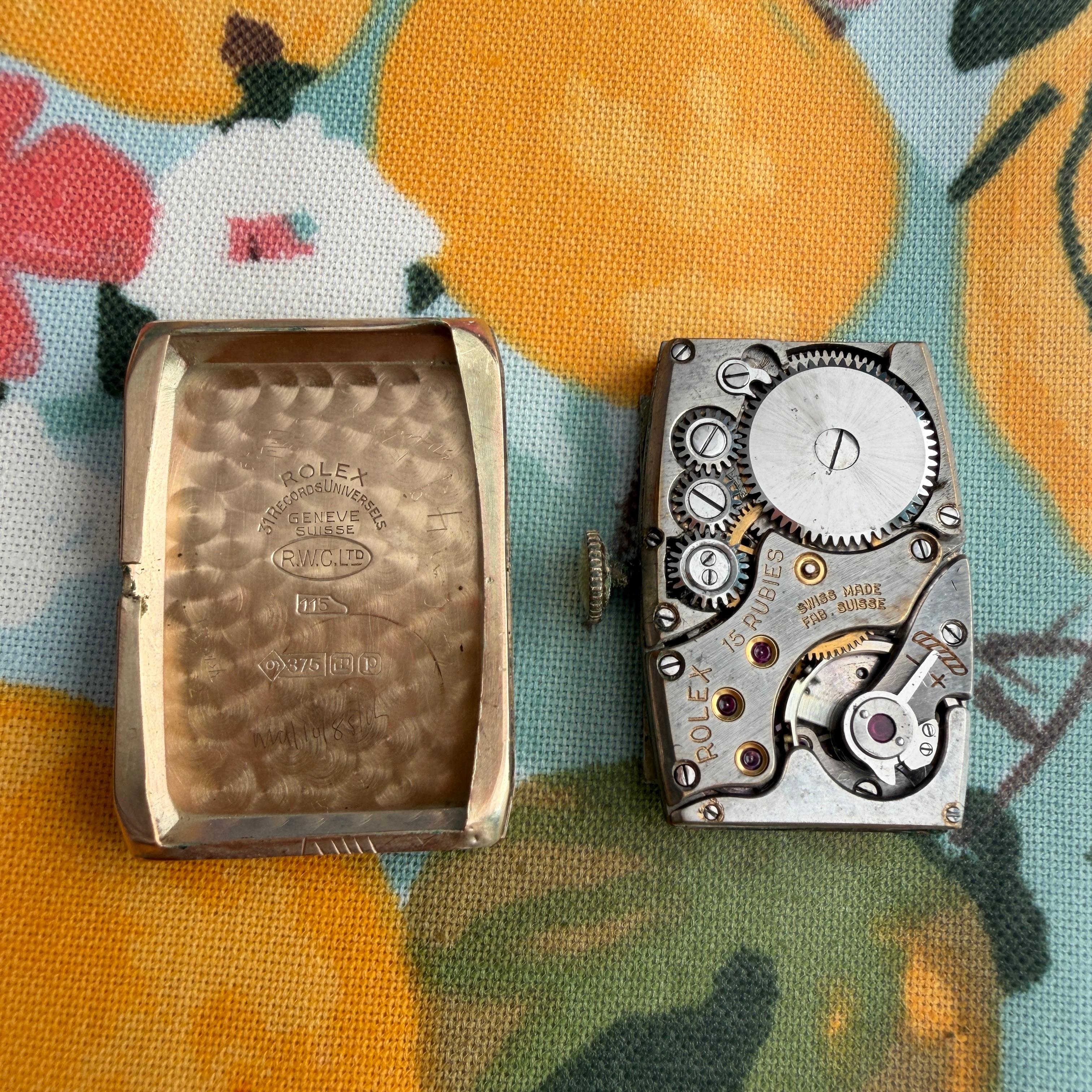 Raro reloj Art Decó 1938 Rolex Prince de oro macizo de 9 quilates Vintage en venta 6