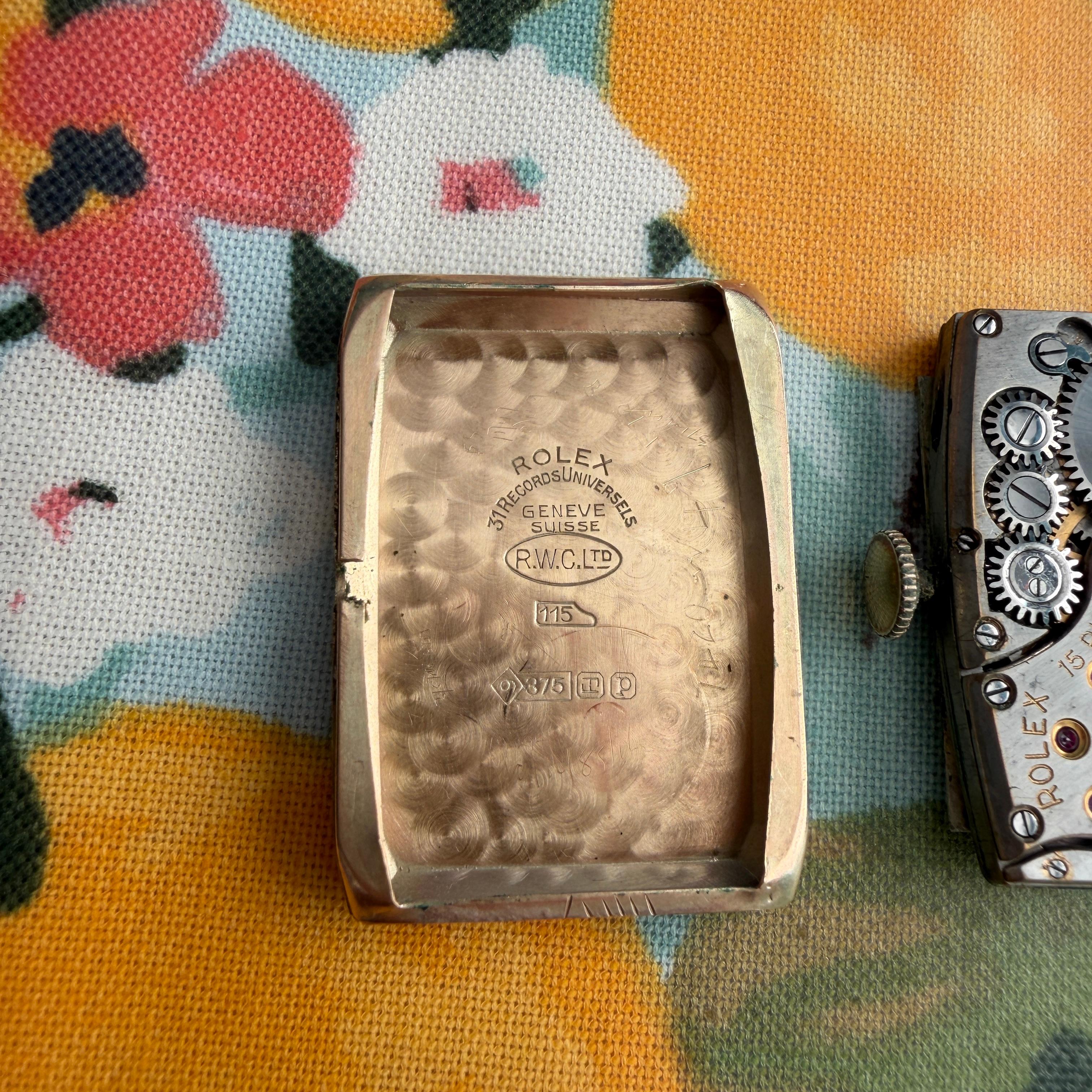 Raro reloj Art Decó 1938 Rolex Prince de oro macizo de 9 quilates Vintage en venta 7