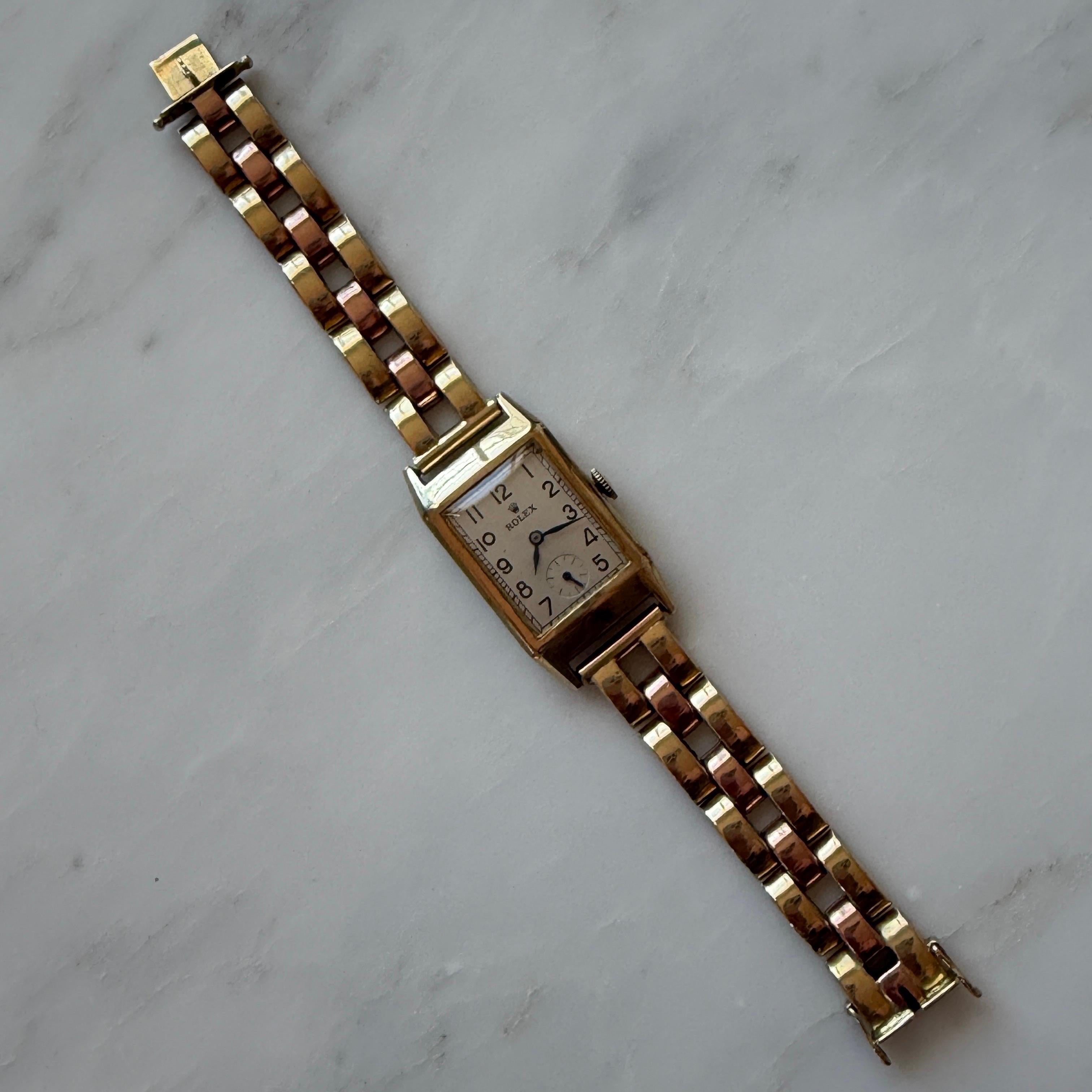 Raro reloj Art Decó 1938 Rolex Prince de oro macizo de 9 quilates Vintage en venta 15