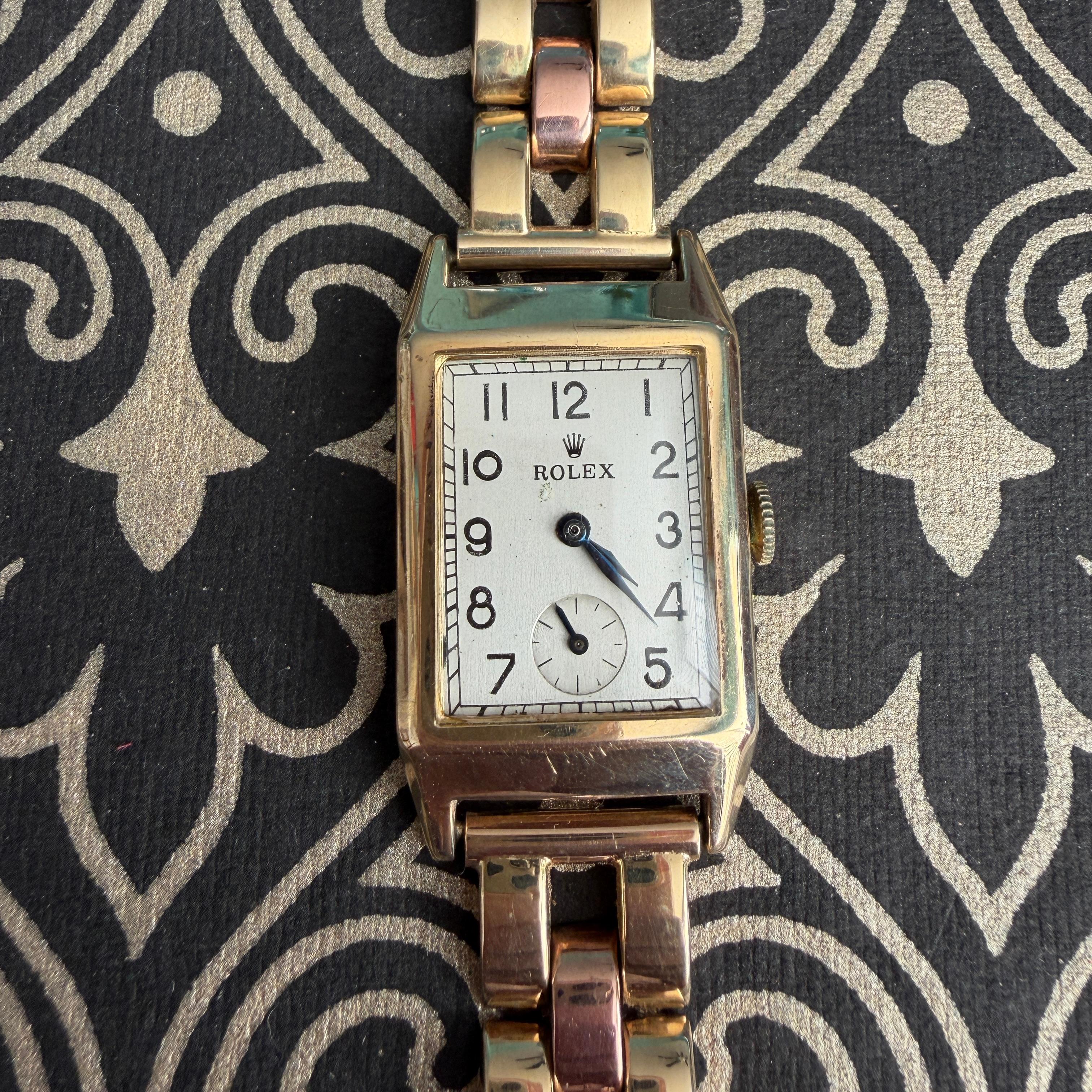 Raro reloj Art Decó 1938 Rolex Prince de oro macizo de 9 quilates Vintage en venta 1