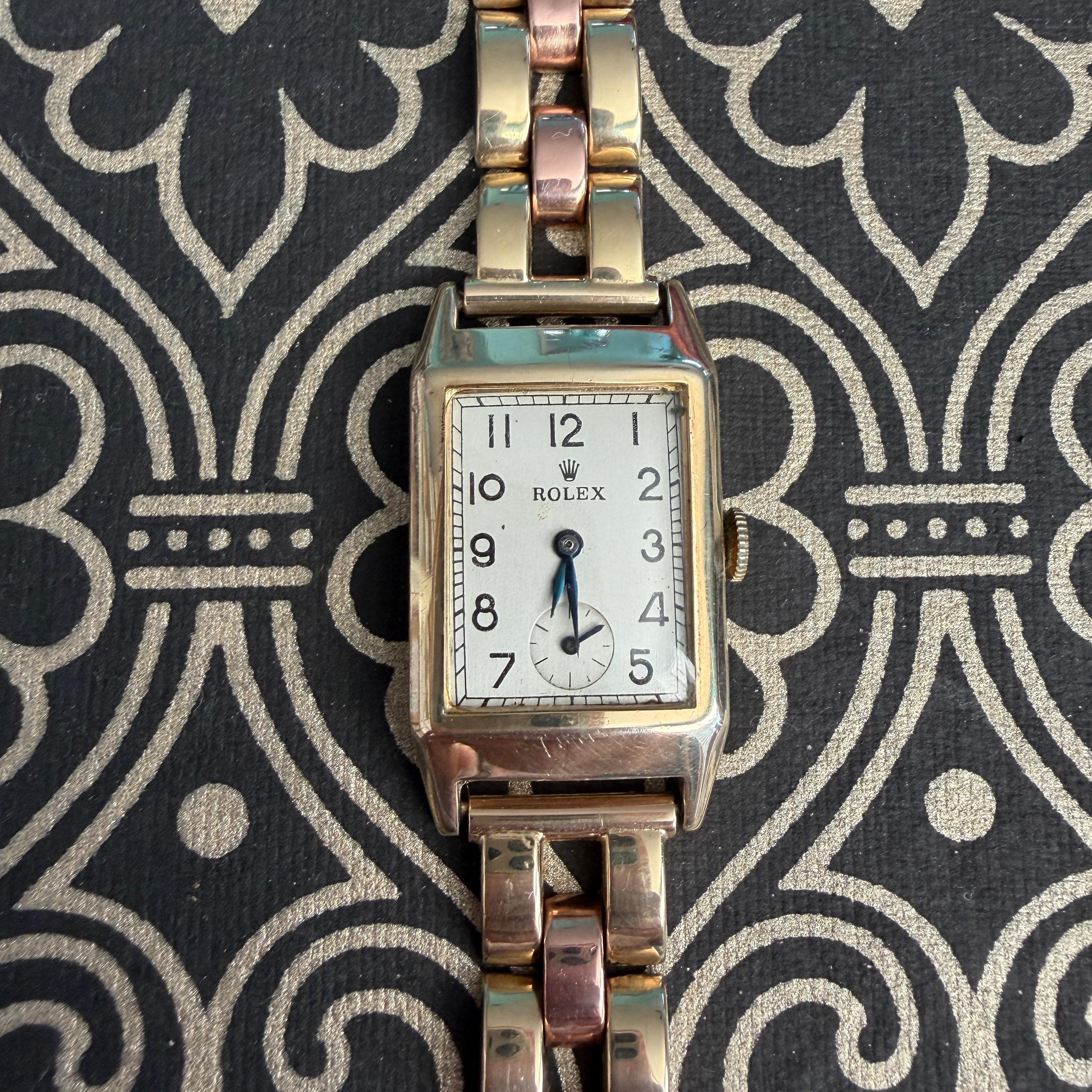 Raro reloj Art Decó 1938 Rolex Prince de oro macizo de 9 quilates Vintage en venta 2