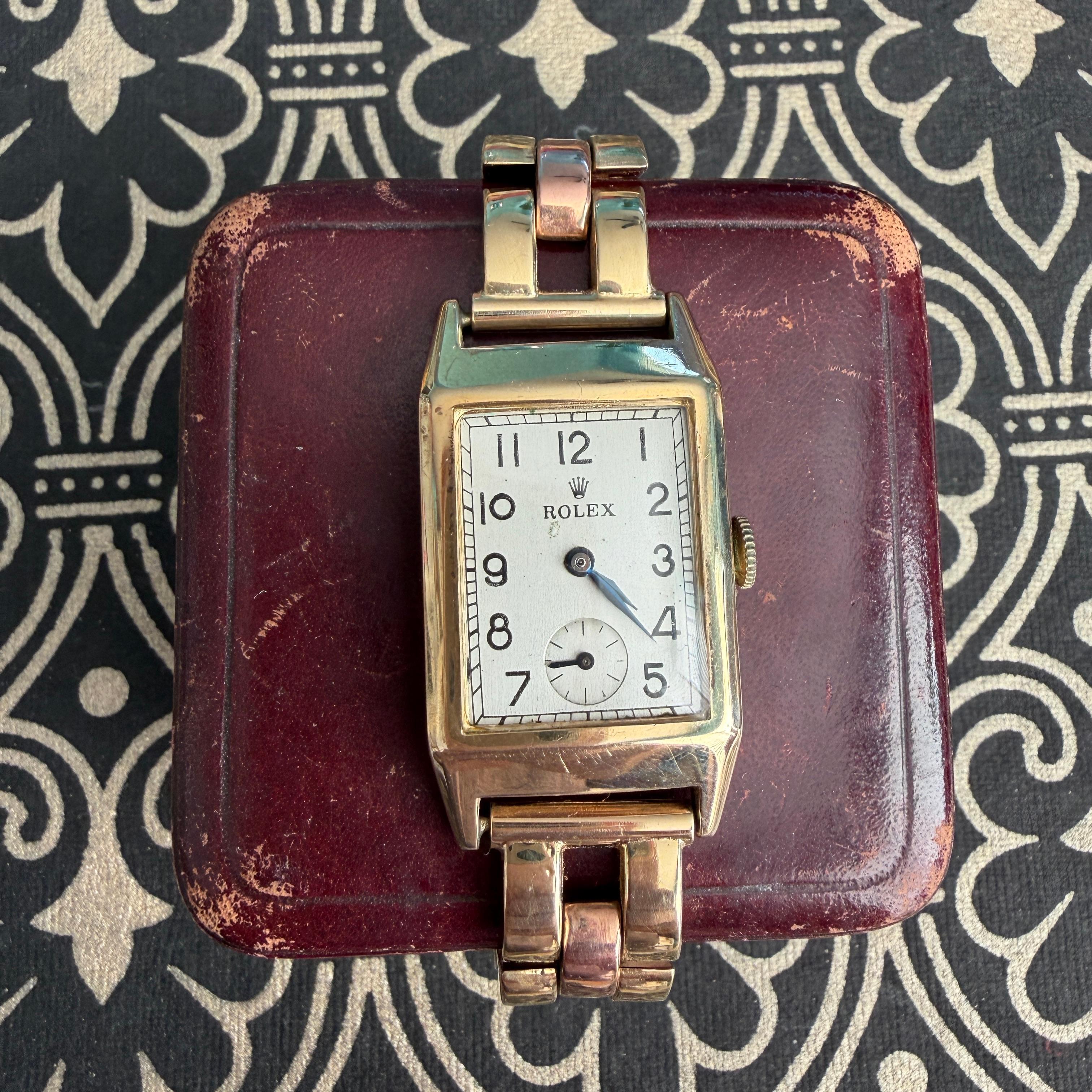 Raro reloj Art Decó 1938 Rolex Prince de oro macizo de 9 quilates Vintage en venta 3